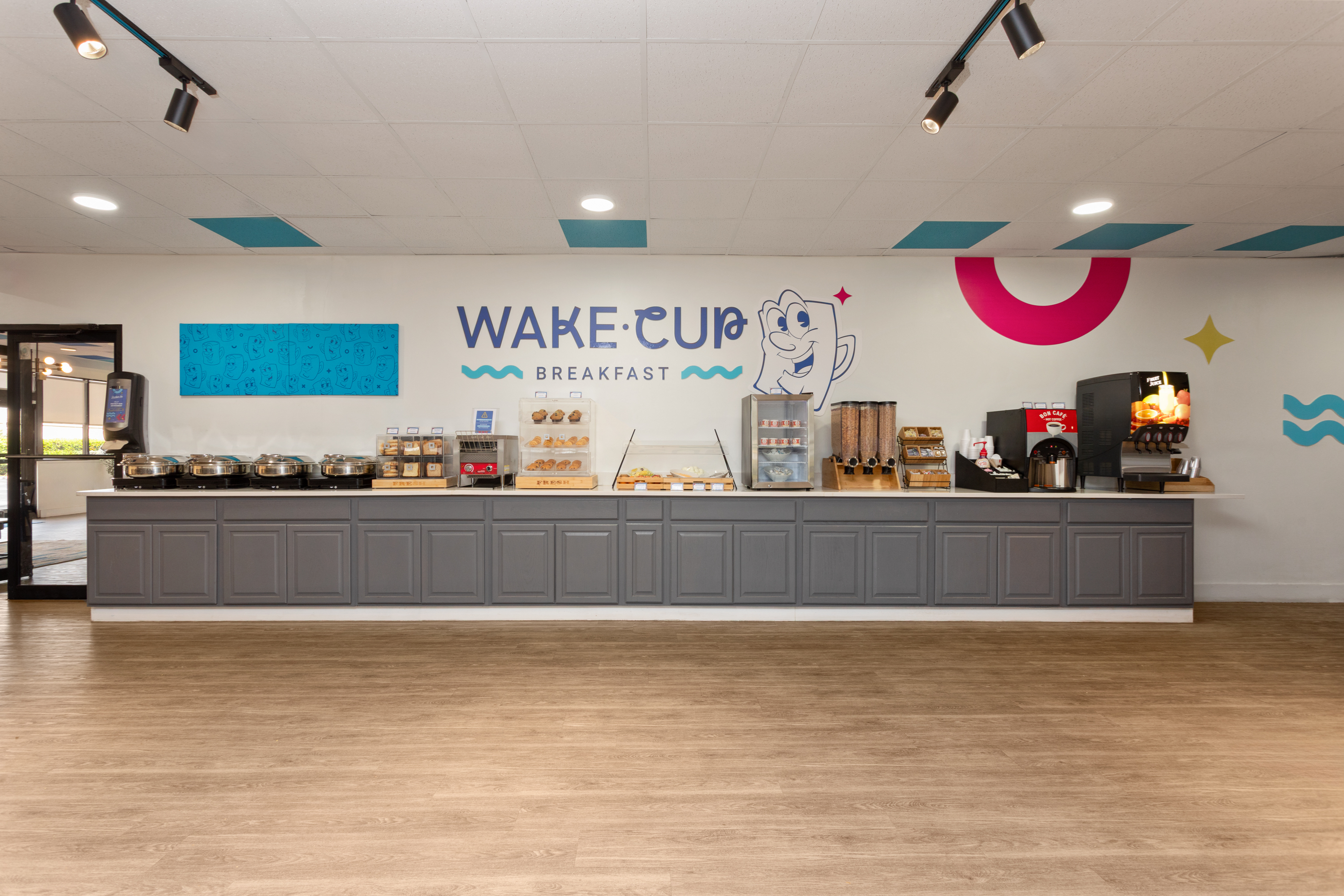 Baymont by Wyndham Orlando North Millenia restaurant breakfast area close up in Orlando, Florida