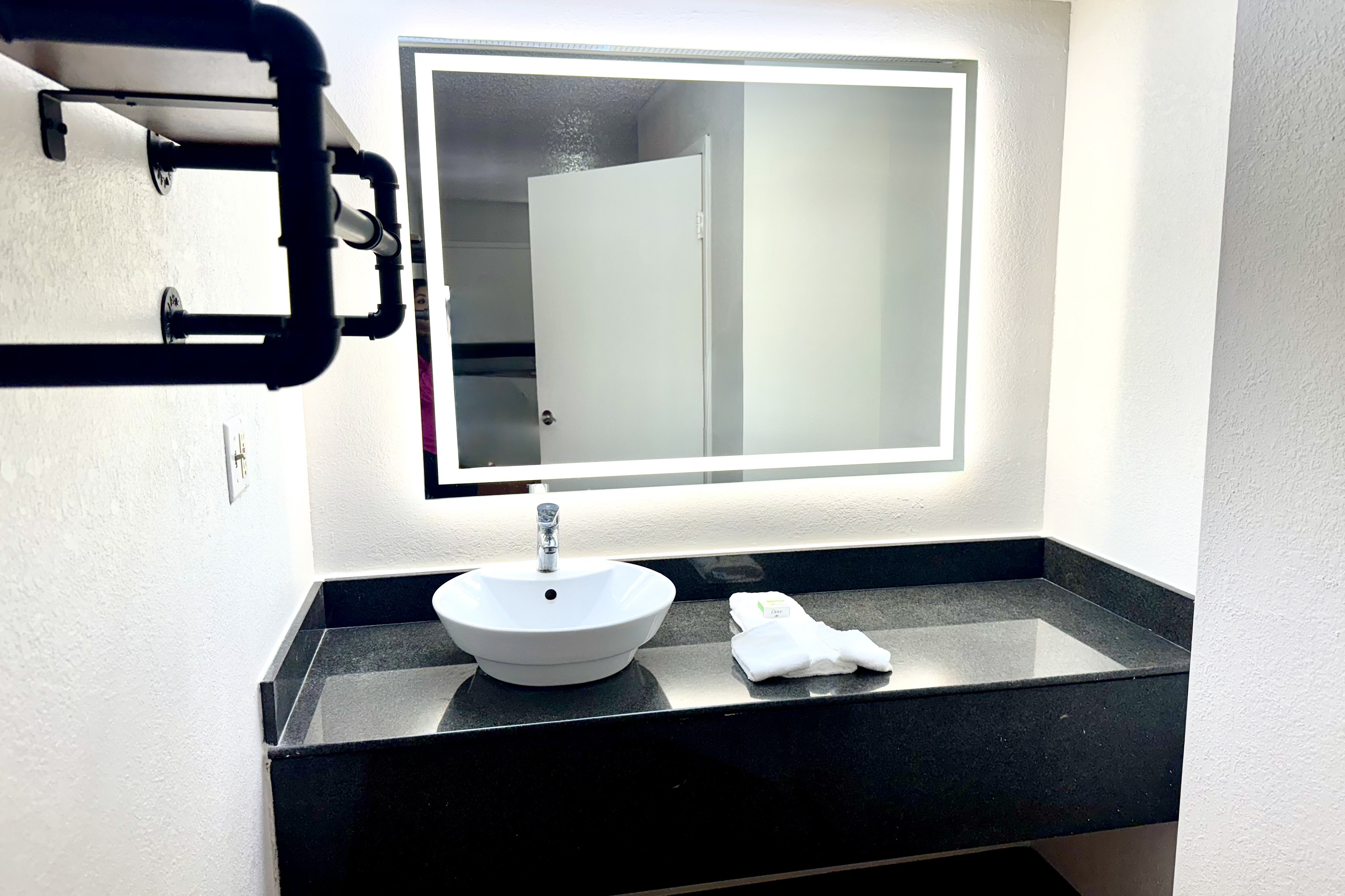 Guest room bath at the Baymont by Wyndham Metter in Metter, Georgia