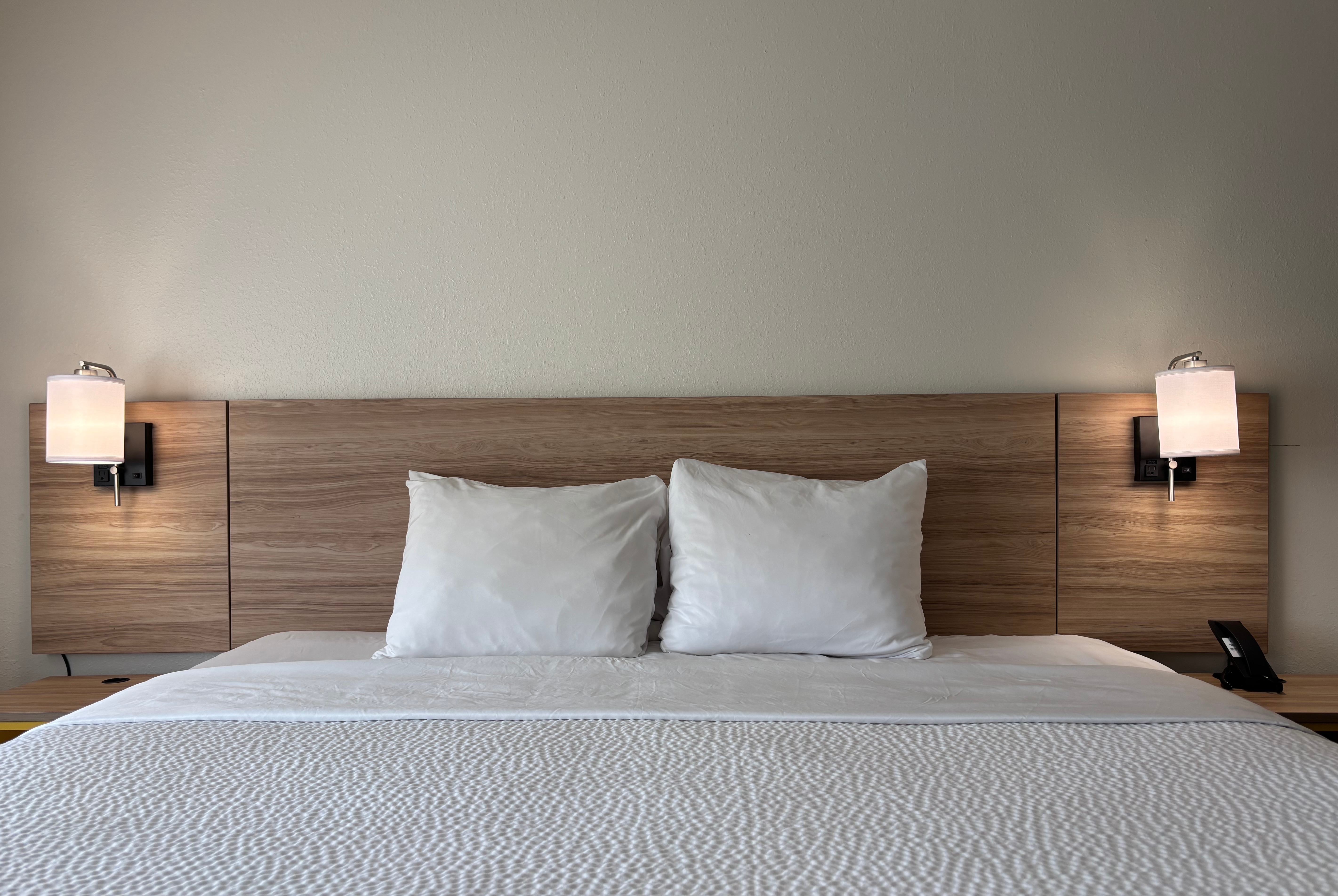 King bed guest room at the Baymont by Wyndham Decatur IL North in Decatur, Illinois