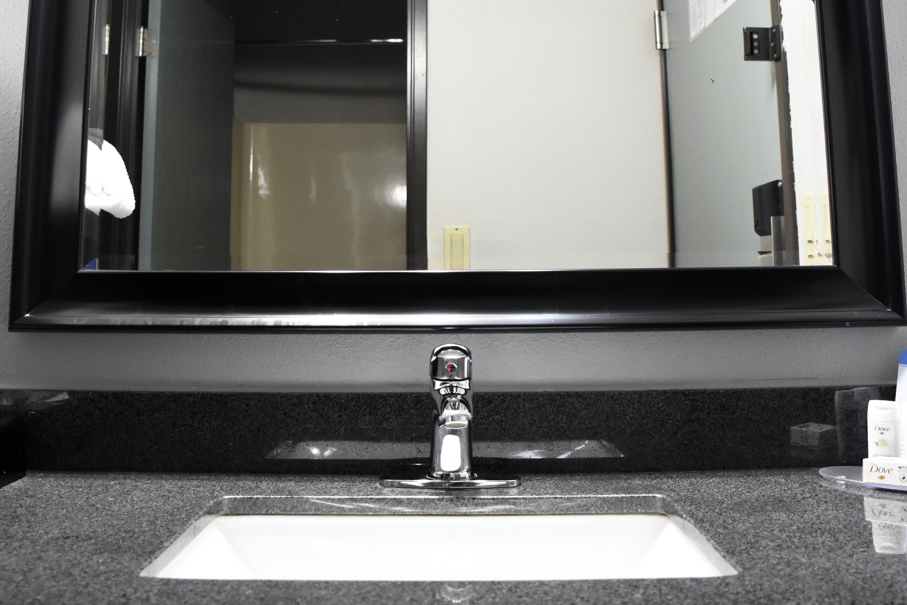 Guest room bath at the Baymont by Wyndham Morton in Morton, Illinois