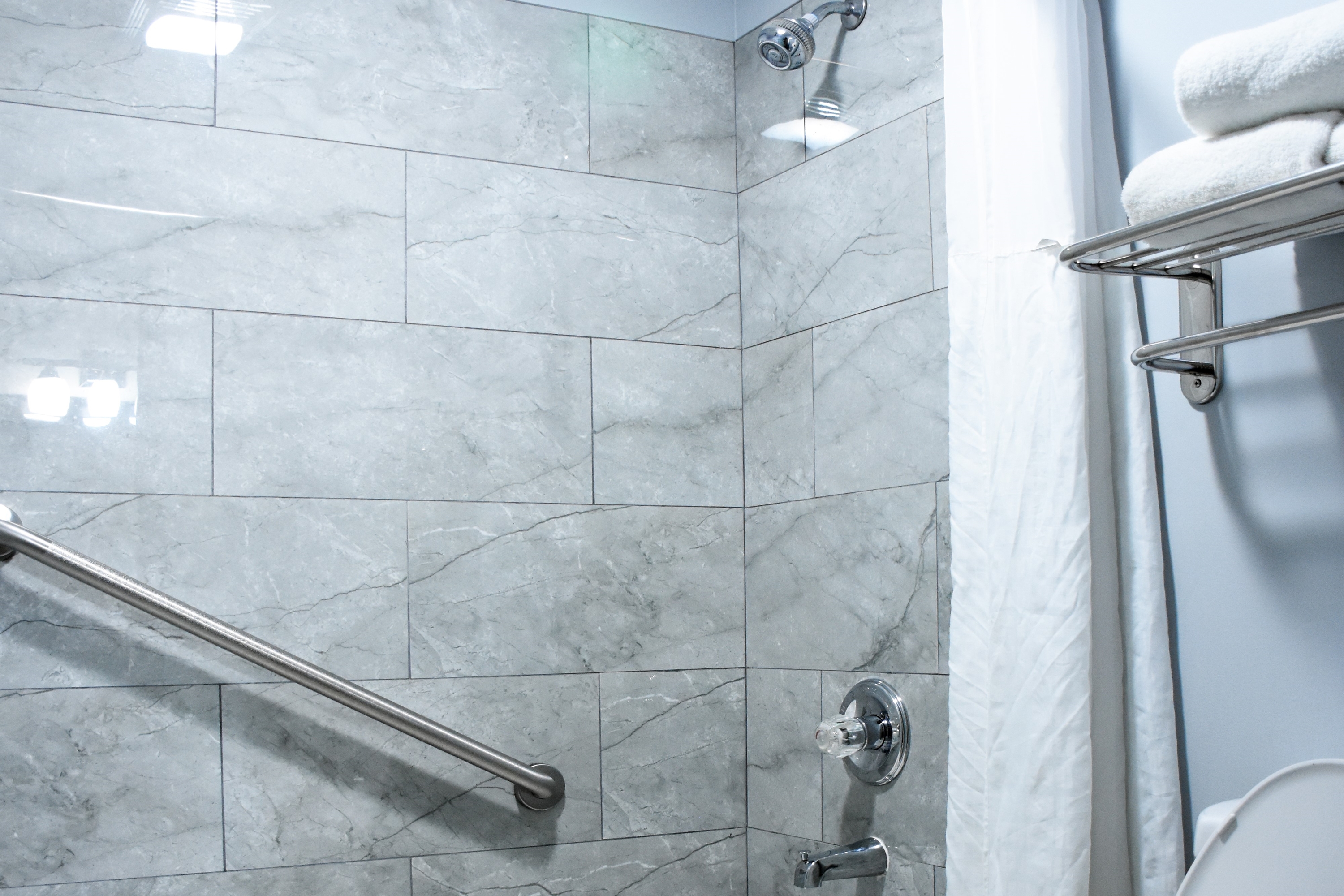 Guest room bath at the Baymont by Wyndham Morton in Morton, Illinois