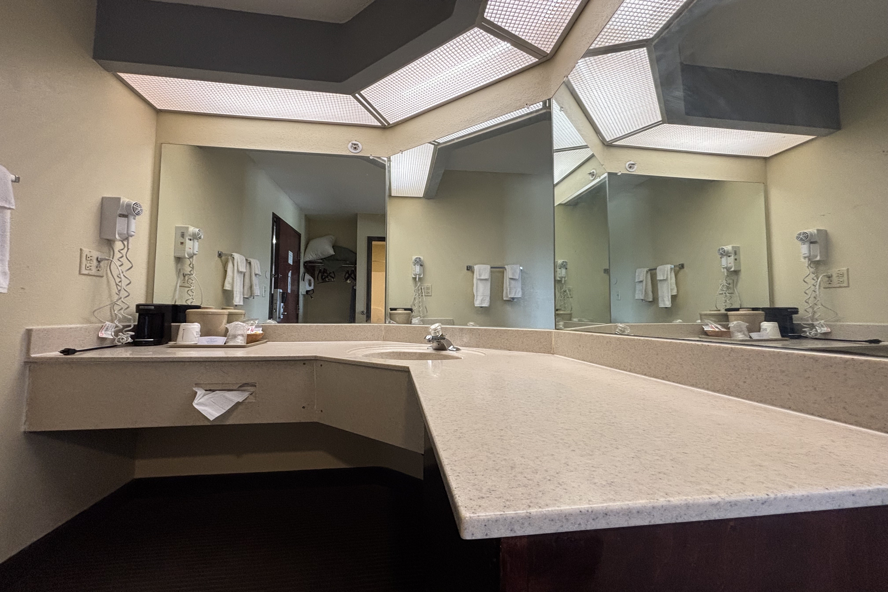Guest room bath at the Baymont by Wyndham Dale in Dale, Indiana