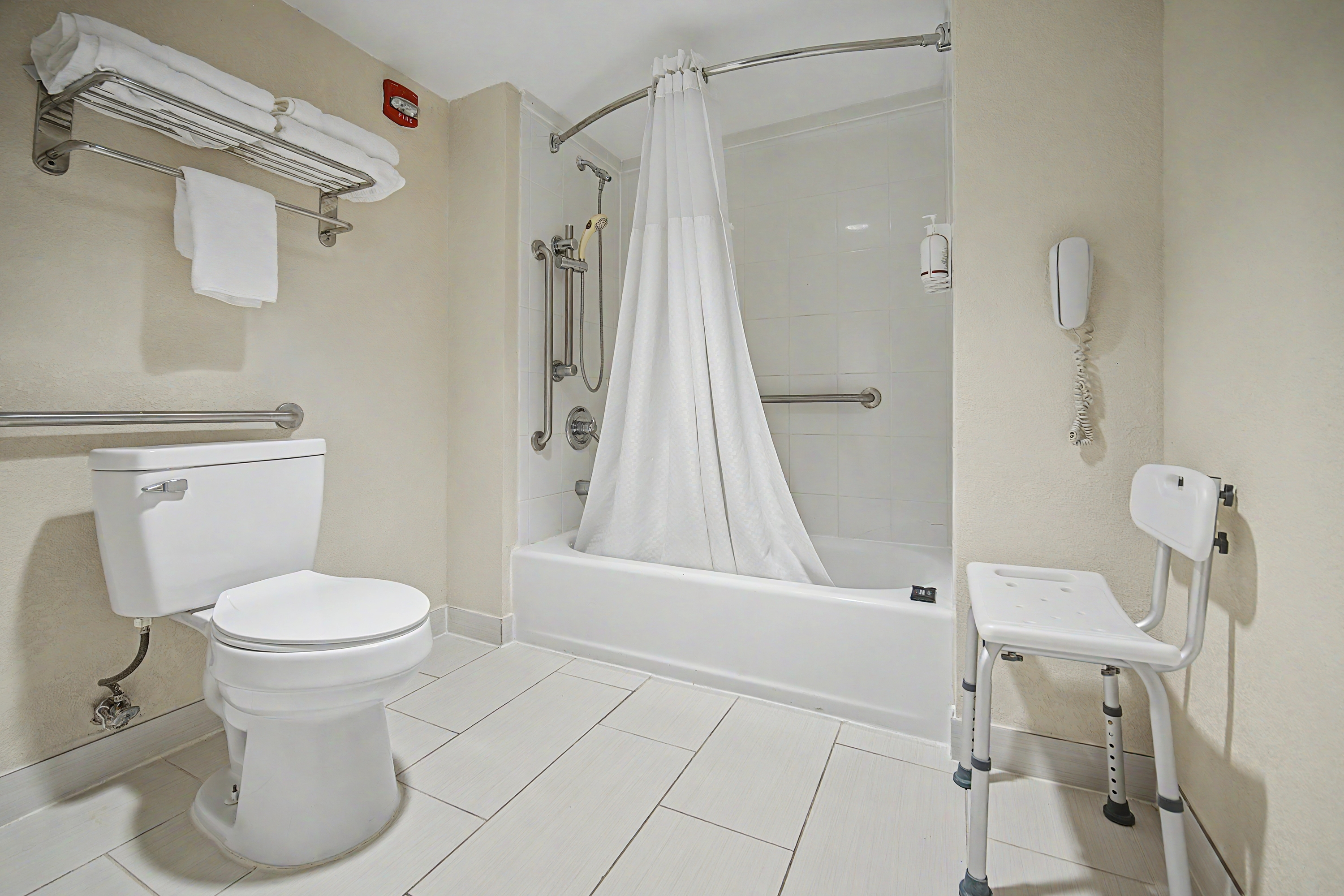 Guest room bath at the Baymont by Wyndham Greensburg in Greensburg, Indiana