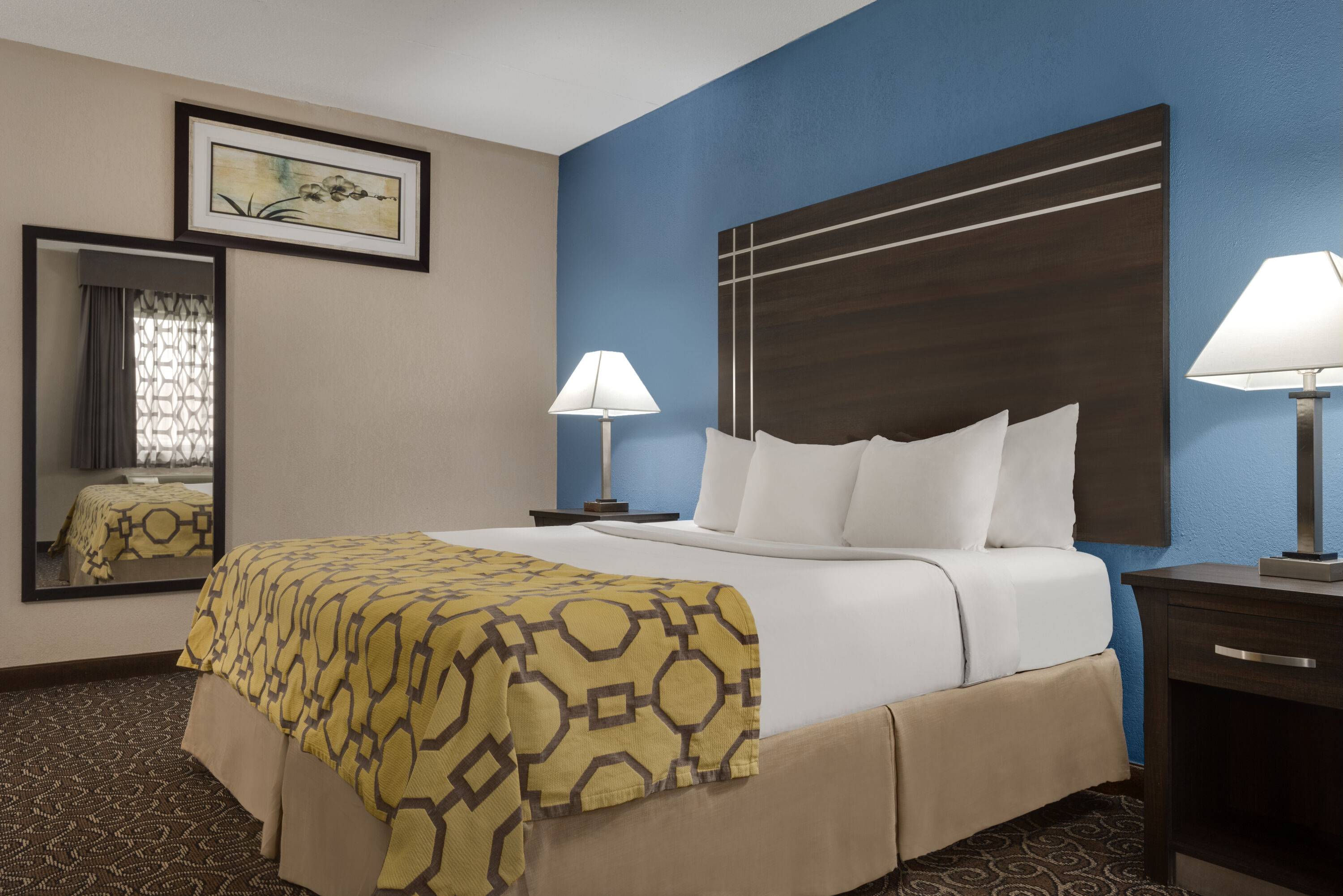 Guest room at the Baymont by Wyndham Muncie Near Ball State University in Muncie, Indiana