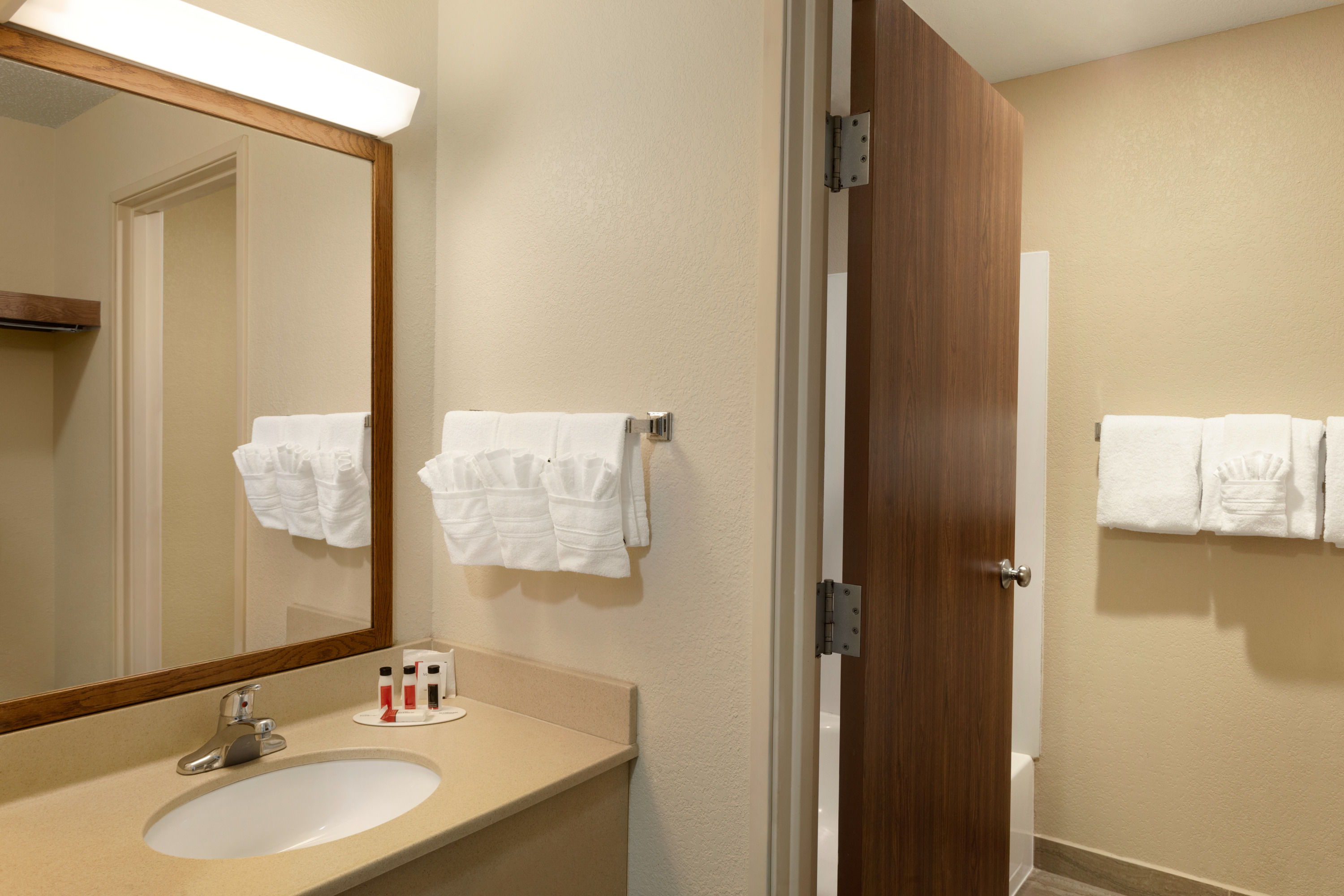 Guest room bath at the Baymont by Wyndham Salina in Salina, Kansas