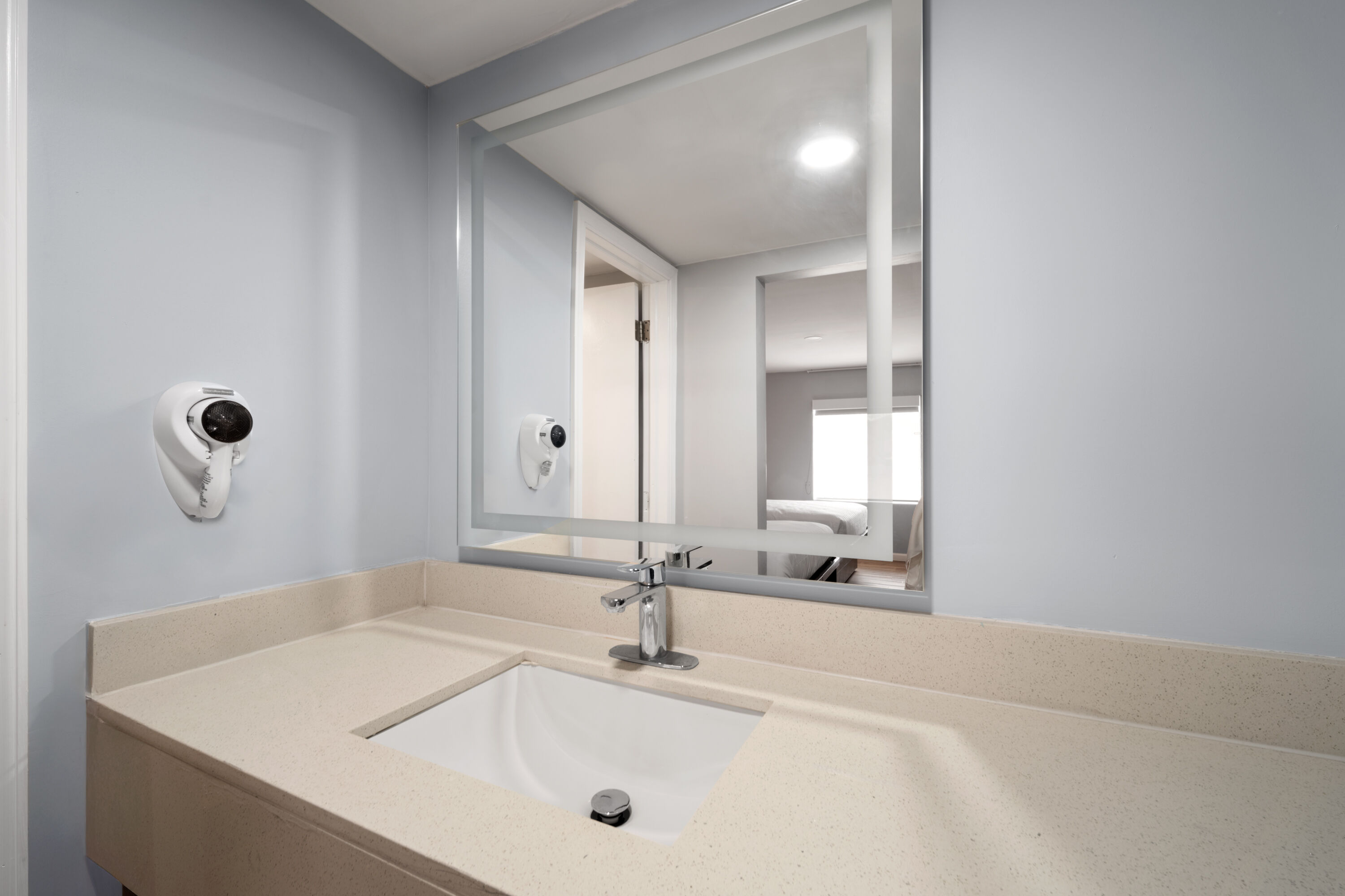 Guest room bath at the Baymont by Wyndham Salisbury MD in Salisbury, Maryland