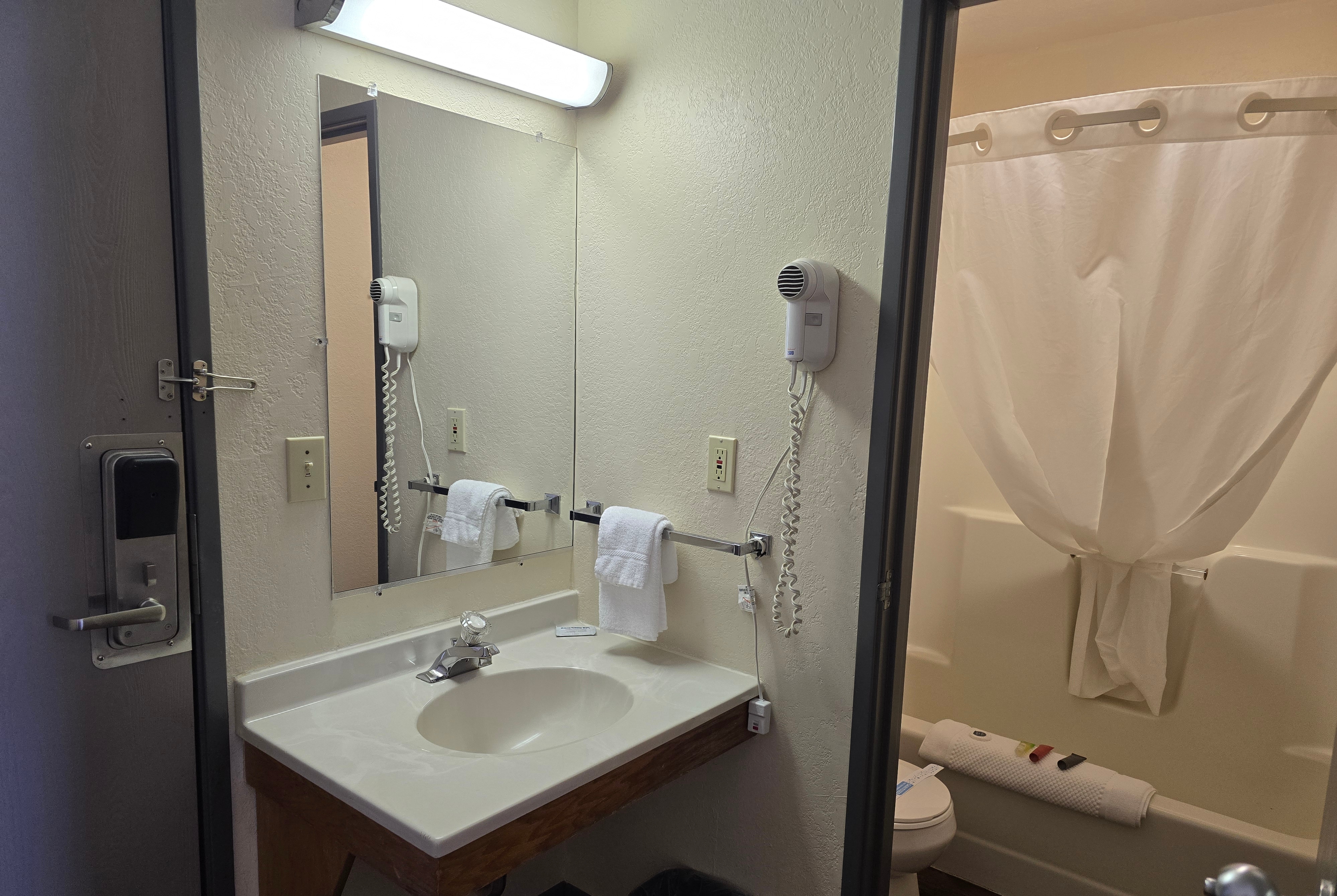 Guest room bath at the Baymont by Wyndham Sault Ste Marie MI in Sault Sainte Marie, Michigan