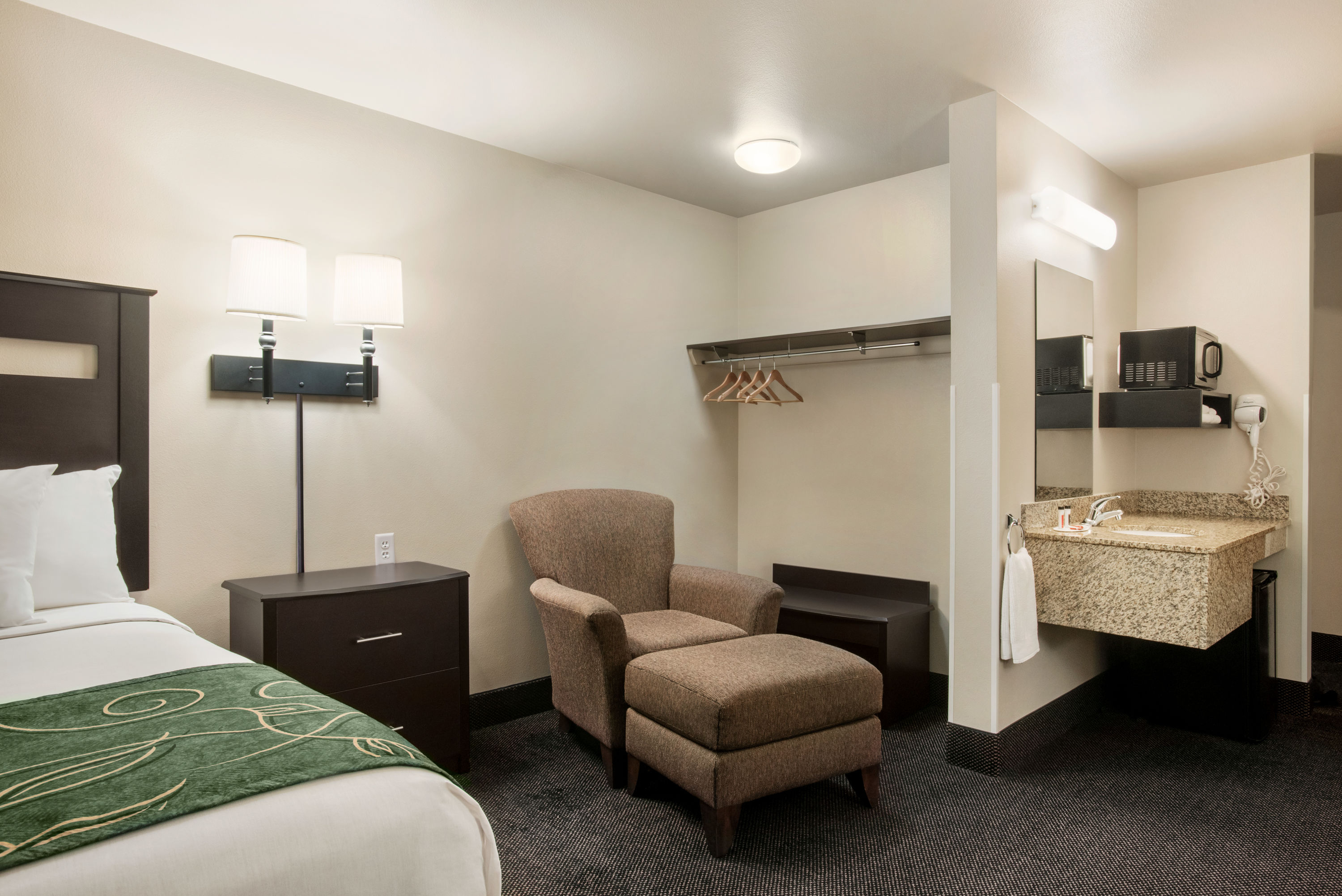 Guest room at the Baymont by Wyndham Glenwood in Glenwood, Minnesota