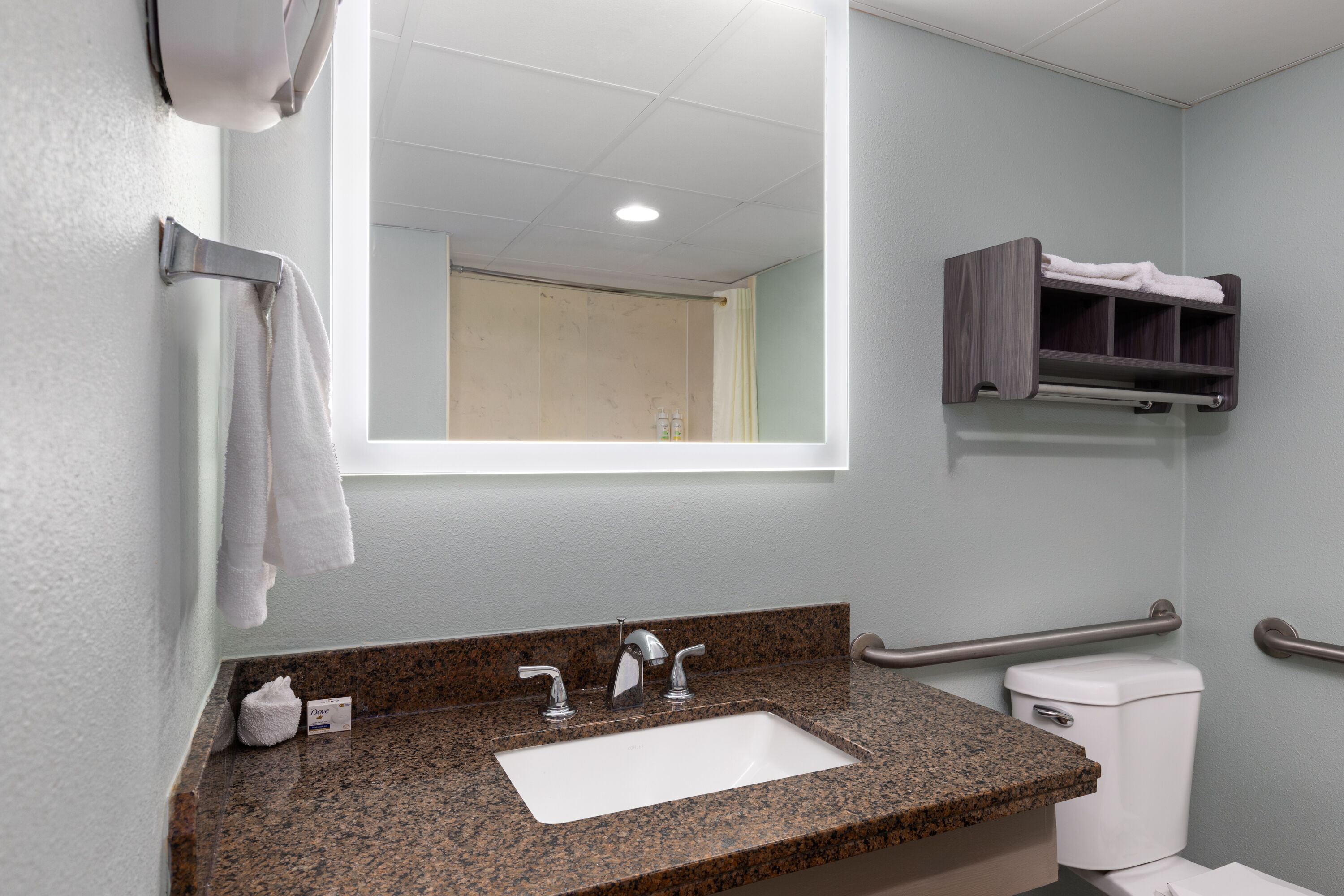 Guest room bath at the Baymont by Wyndham Creedmoor in Creedmoor, North Carolina