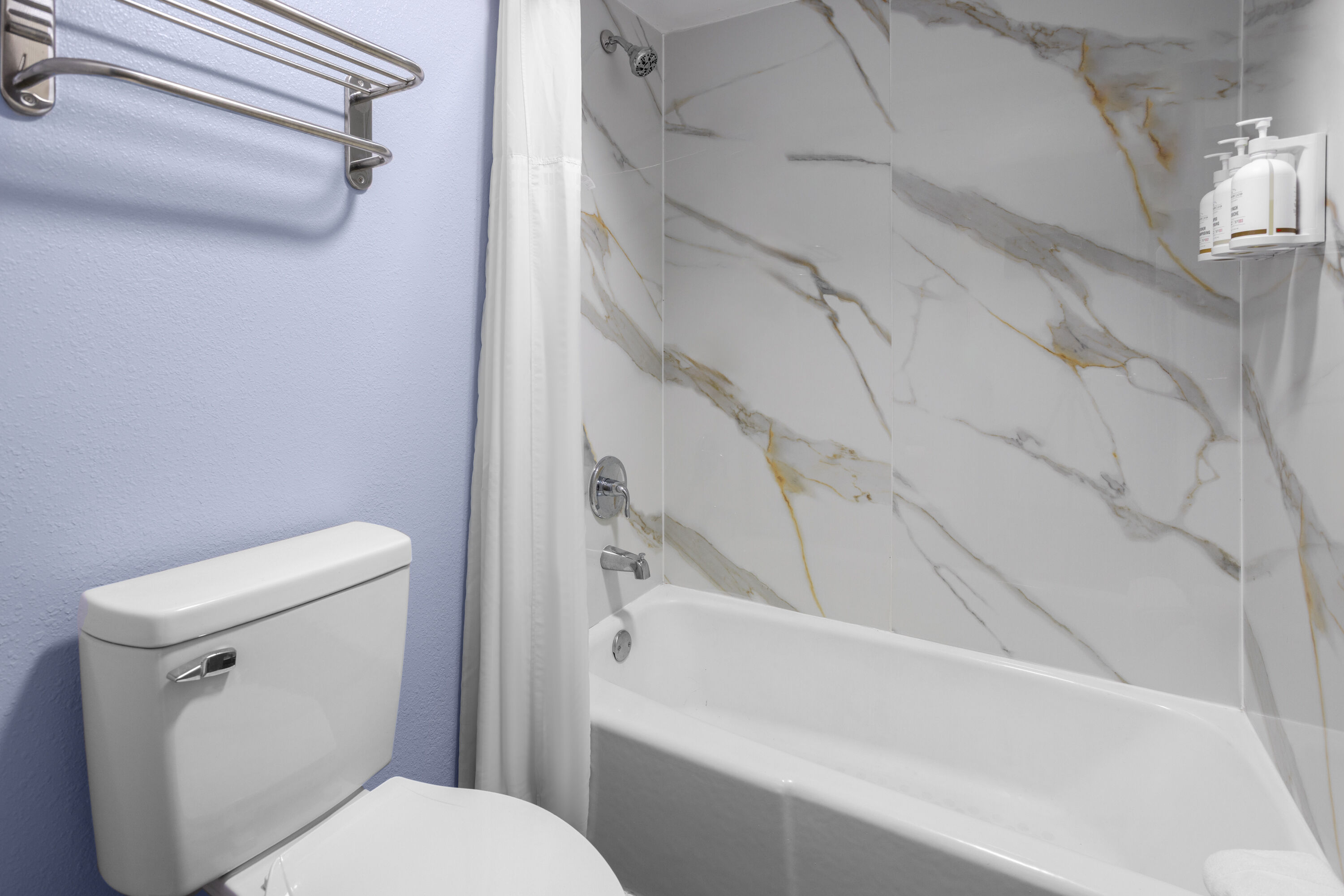 Guest room bath at the Baymont by Wyndham Fayetteville NC in Fayetteville, North Carolina