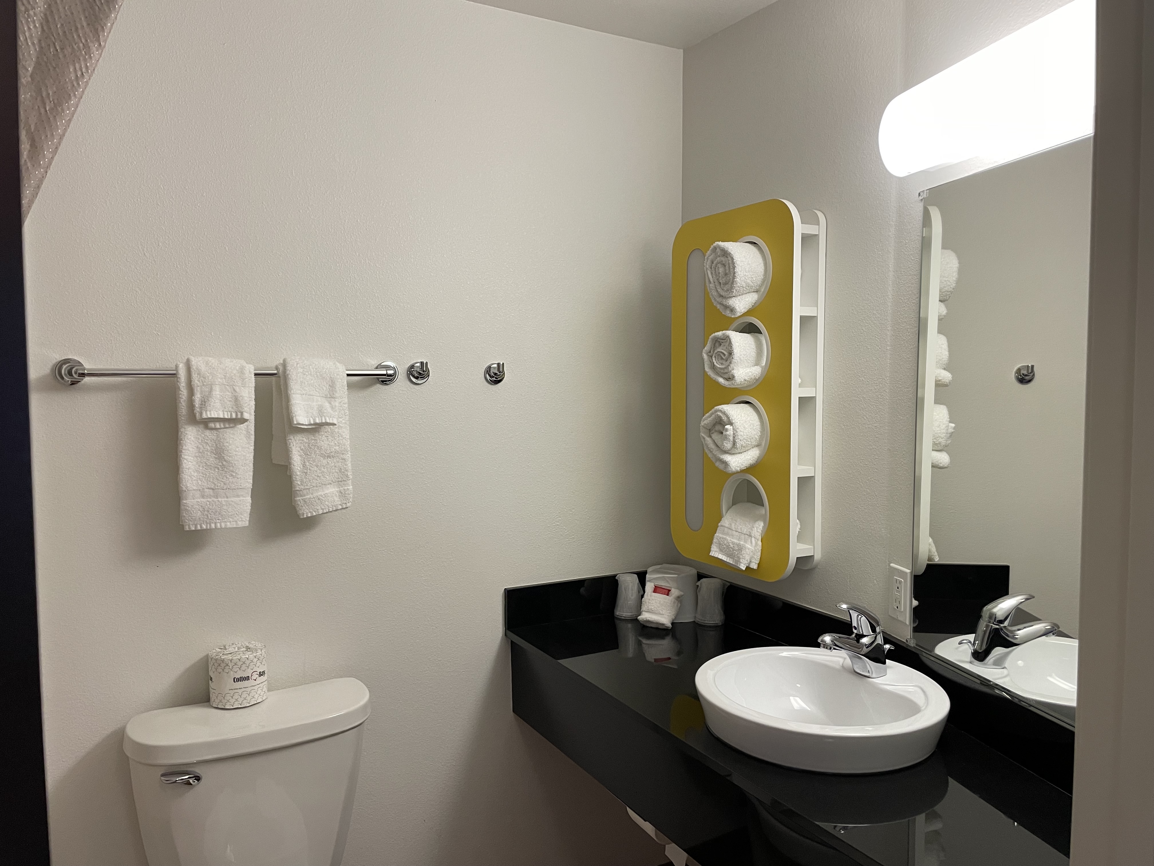 Guest room bath at the Baymont by Wyndham Williston in Williston, North Dakota