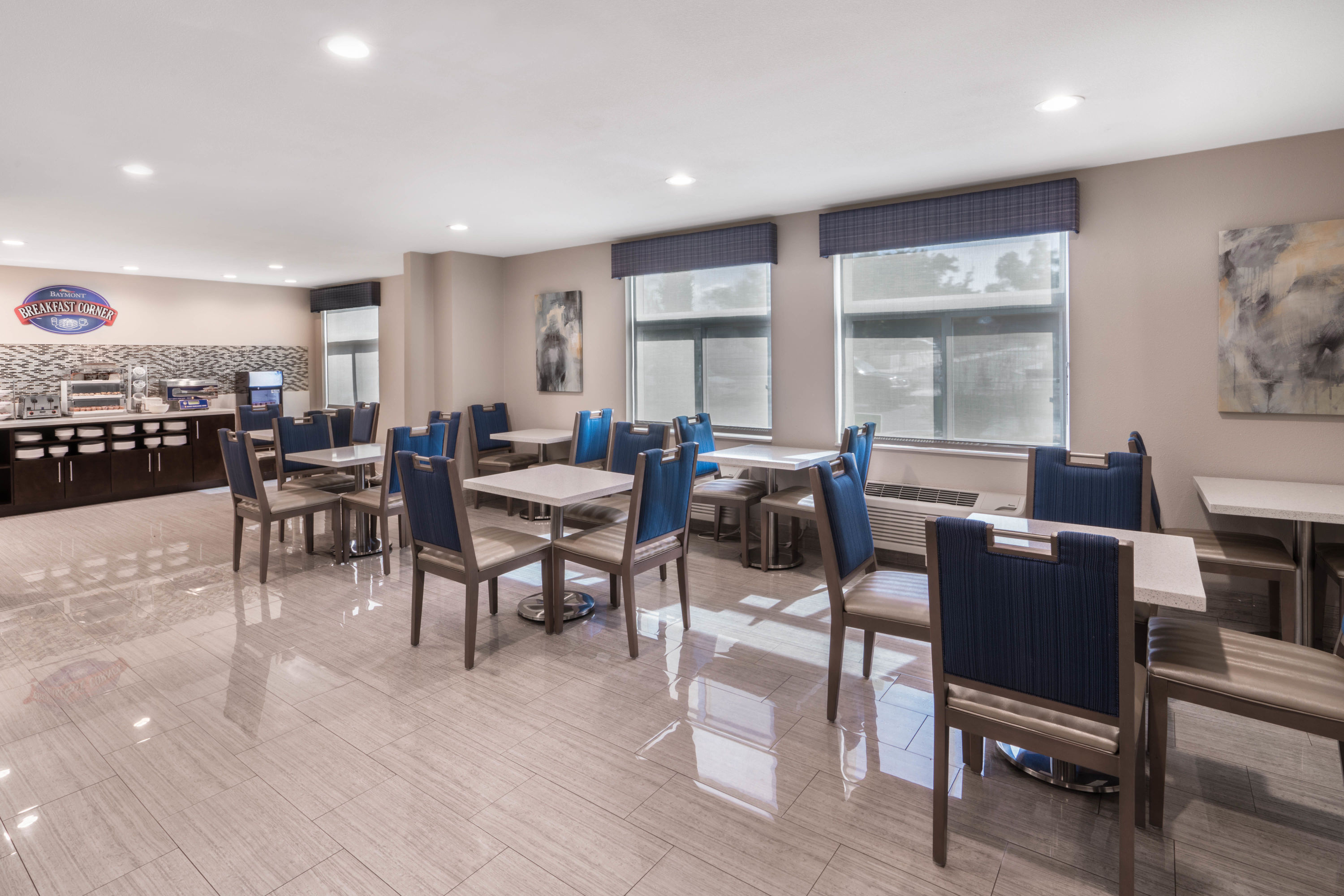 Baymont by Wyndham Albuquerque Airport restaurant breakfast area with seating in Albuquerque, New Mexico