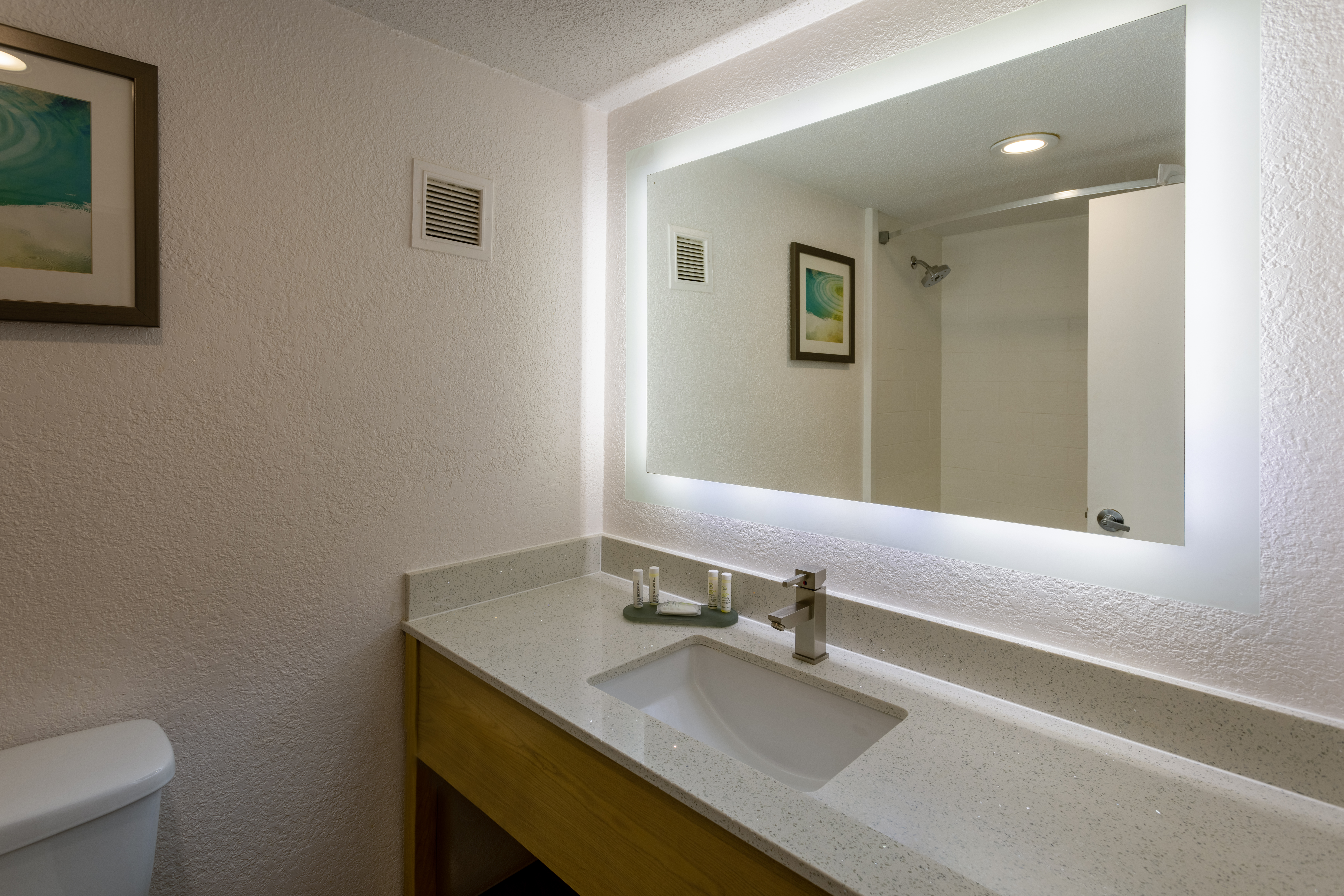 Guest room bath at the Baymont by Wyndham White Plains - Elmsford in Elmsford, New York