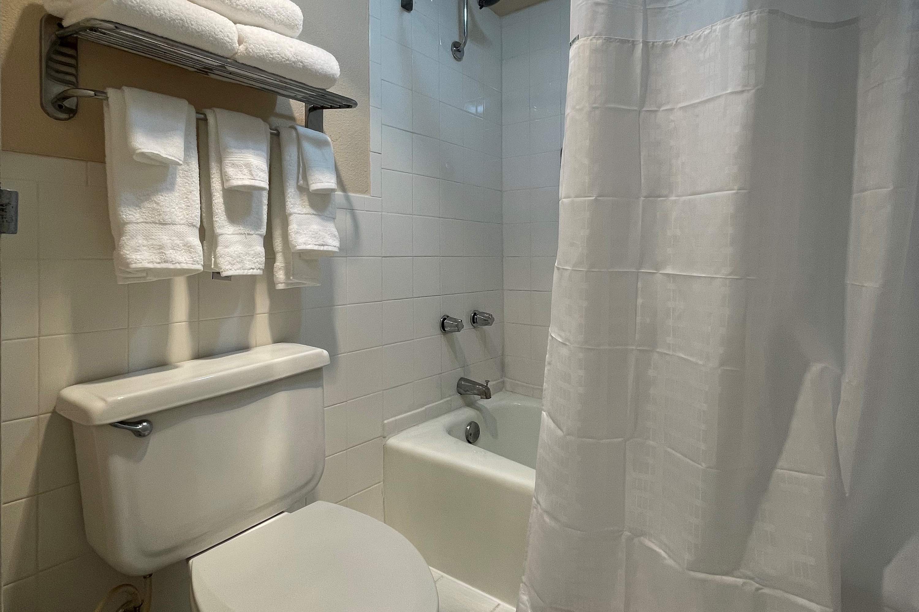 Guest room bath at the Baymont by Wyndham Stillwater in Stillwater, Oklahoma