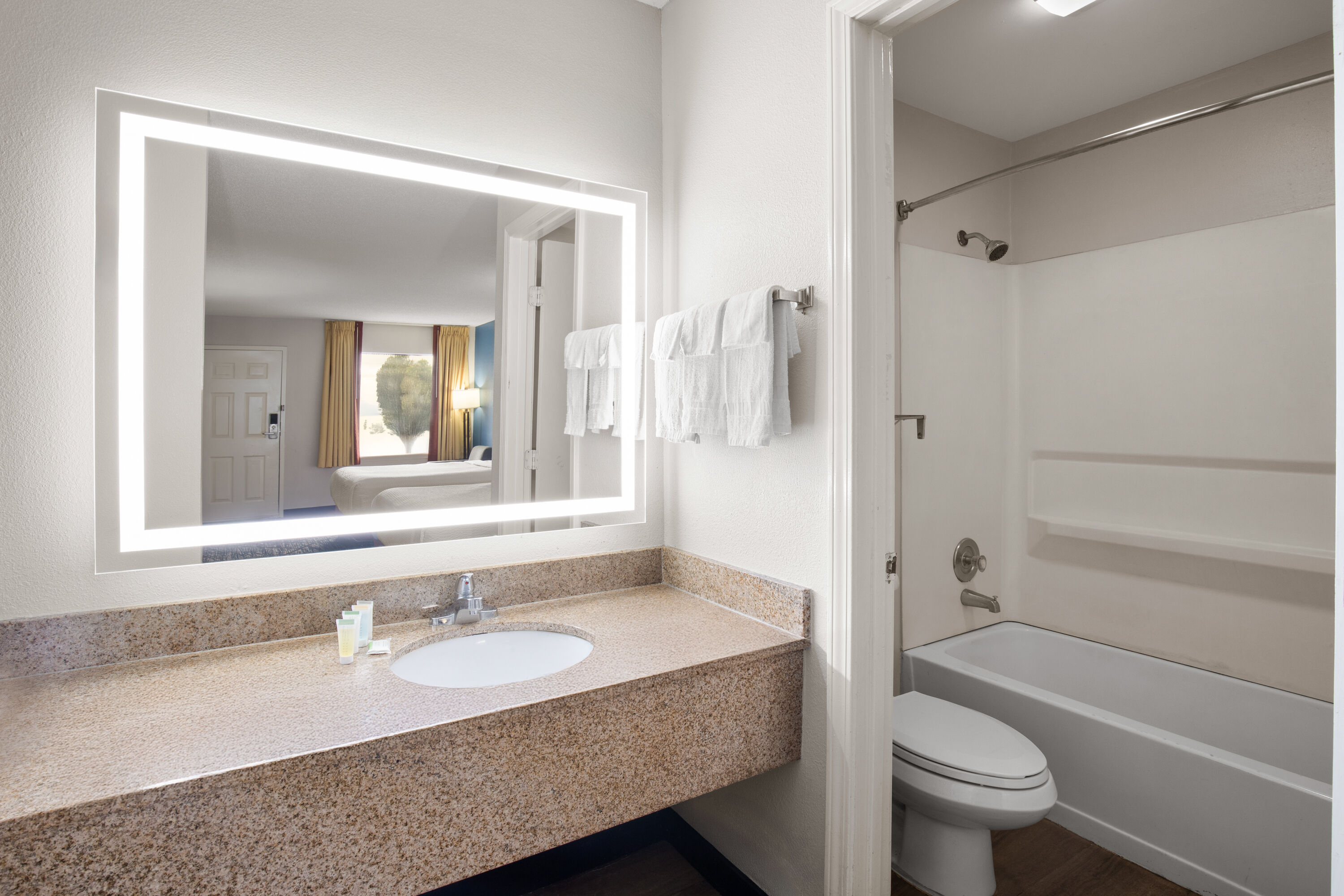 Guest room bath at the Baymont by Wyndham Richburg/Chester Area in Richburg, South Carolina