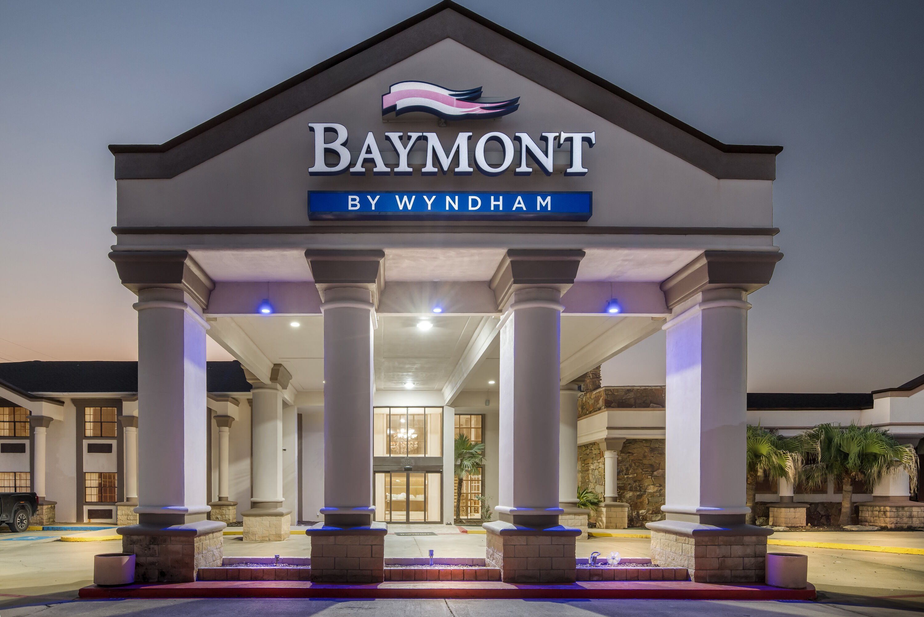 Exterior Night Image of Baymont by Wyndham Port Arthur/Groves Area hotel in Port Arthur, Texas