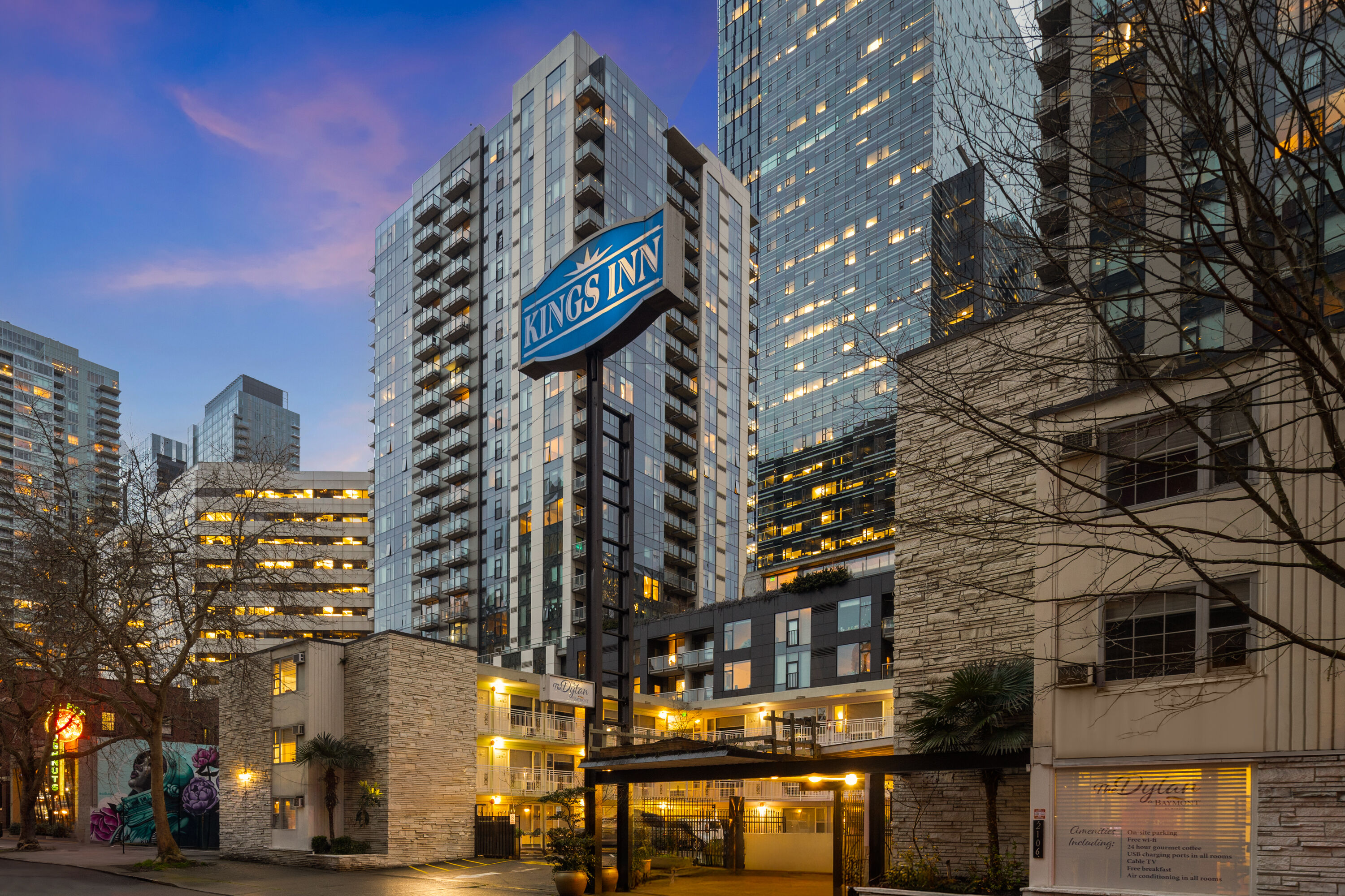 Exterior Dusk Image of The Dylan, a Baymont by Wyndham hotel in Seattle, Washington