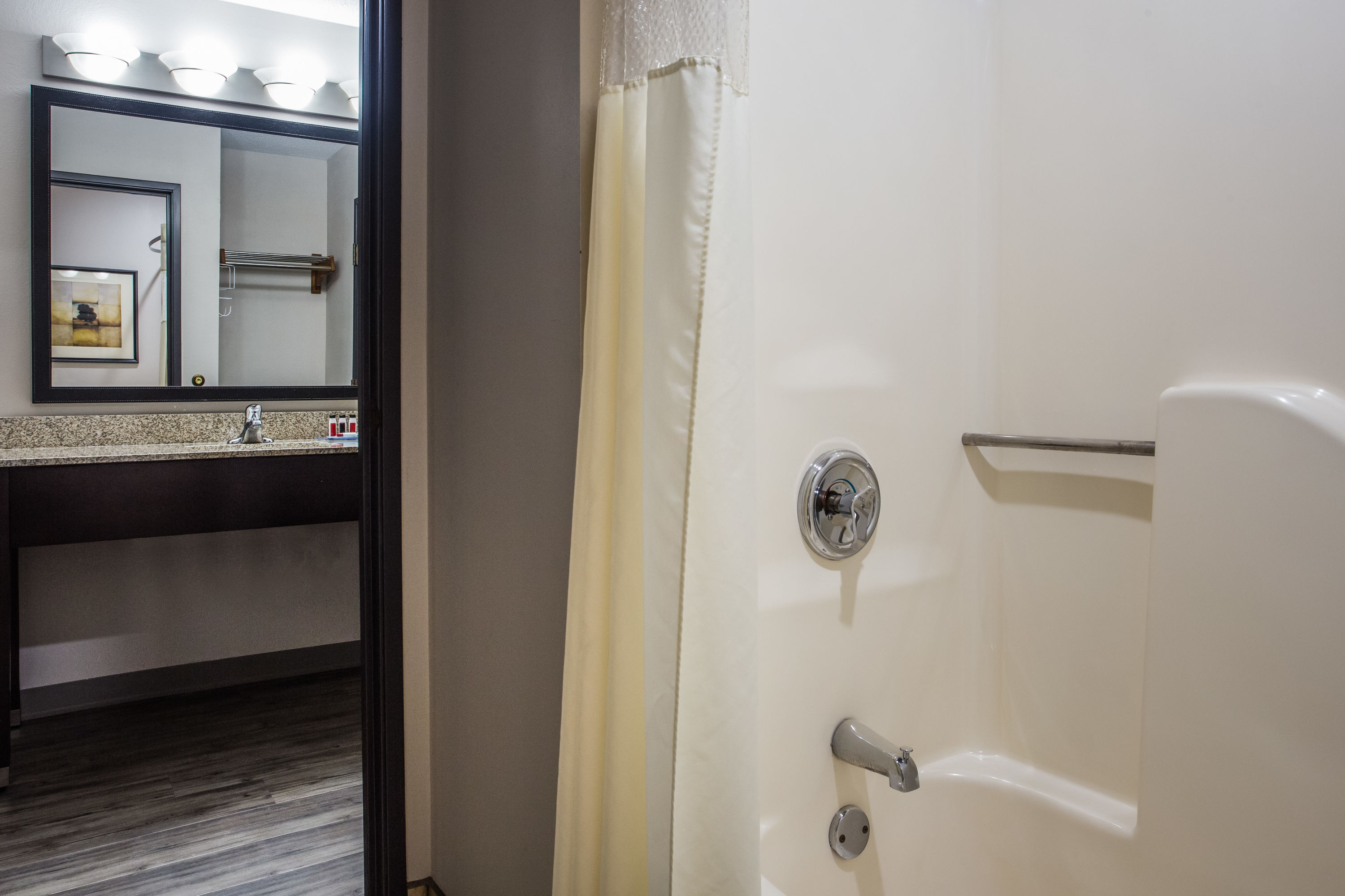 Guest room bath at the Baymont by Wyndham Madison West/Middleton WI West in Madison, Wisconsin