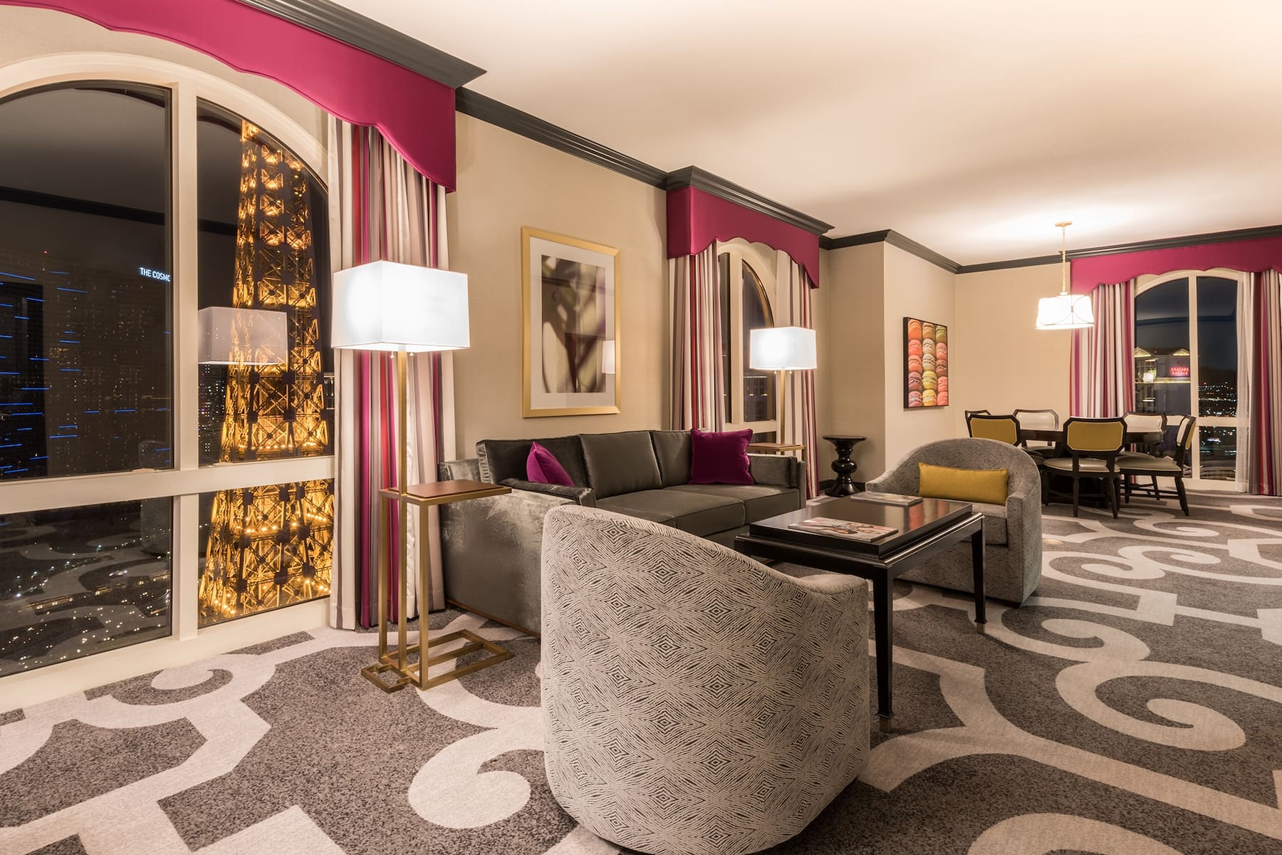 Guest room at the Paris Las Vegas in Las Vegas, Nevada