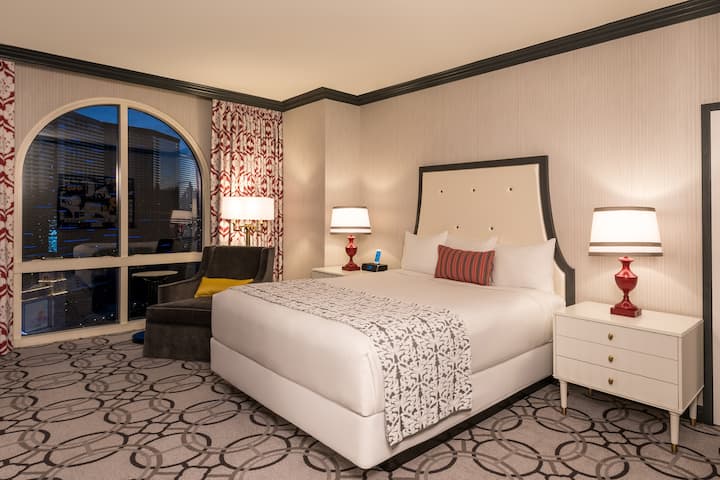 Guest room at the Paris Las Vegas in Las Vegas, Nevada