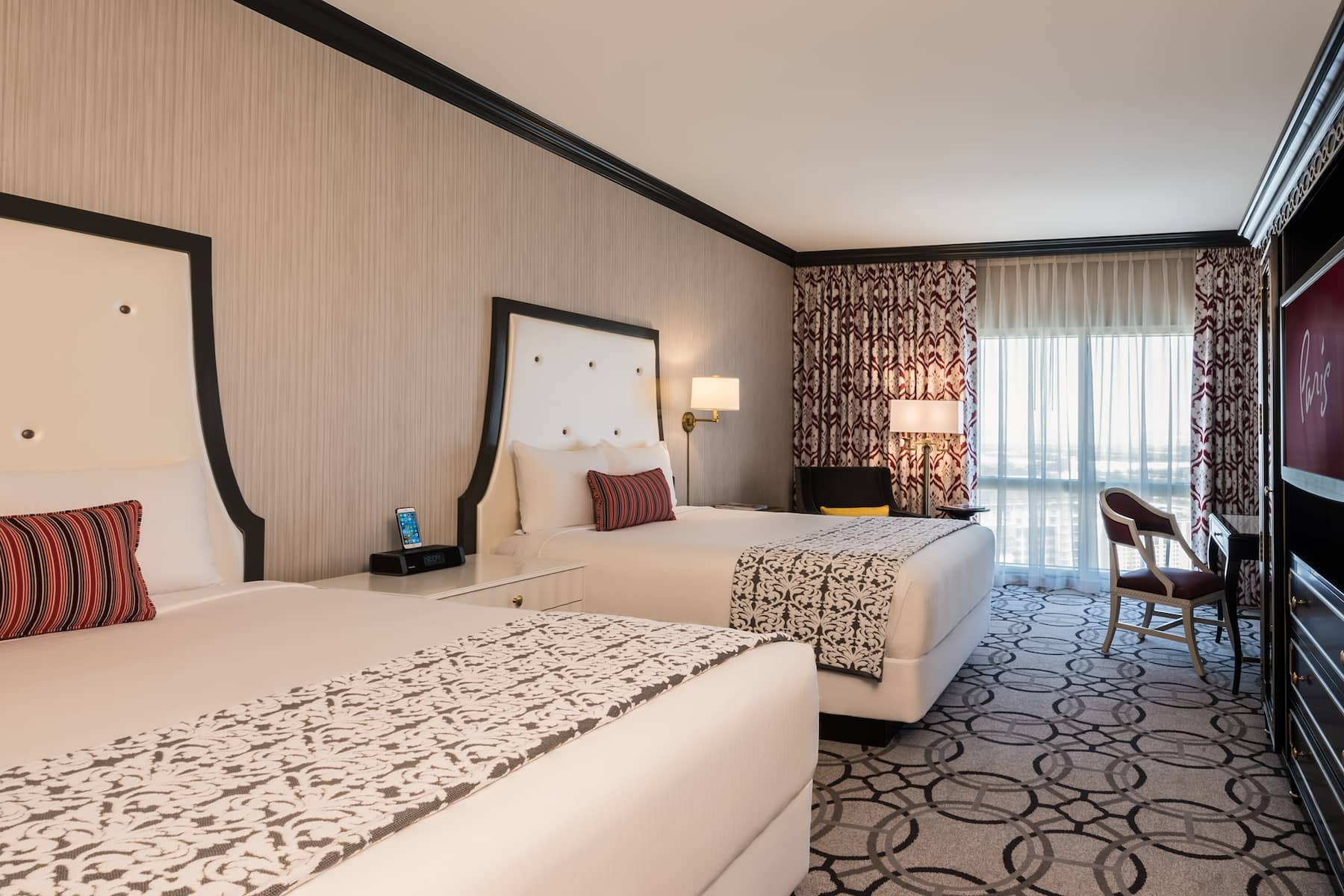 Guest room at the Paris Las Vegas in Las Vegas, Nevada