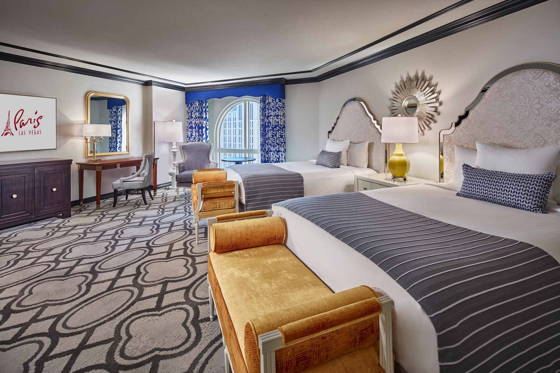 Guest room at the Paris Las Vegas in Las Vegas, Nevada
