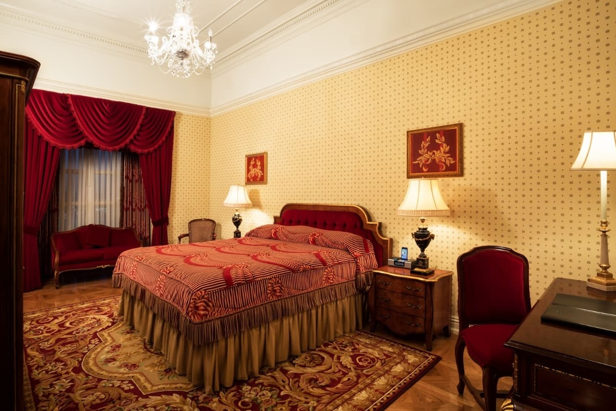 Guest room at the Paris Las Vegas in Las Vegas, Nevada