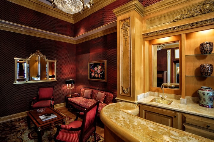 Guest room at the Paris Las Vegas in Las Vegas, Nevada