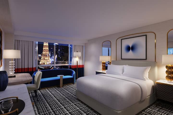 Guest room at the Paris Las Vegas in Las Vegas, Nevada