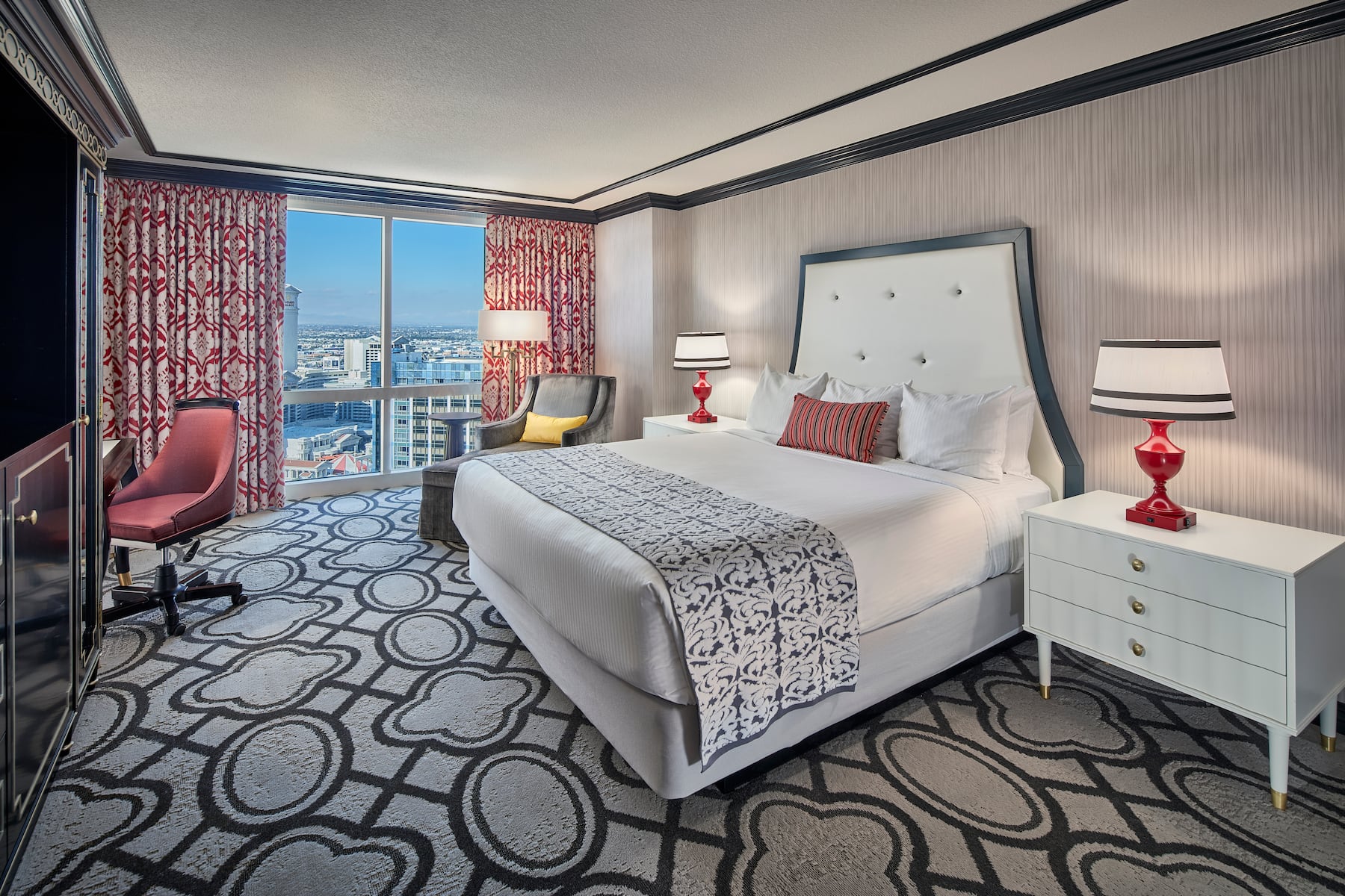 Guest room at the Paris Las Vegas in Las Vegas, Nevada