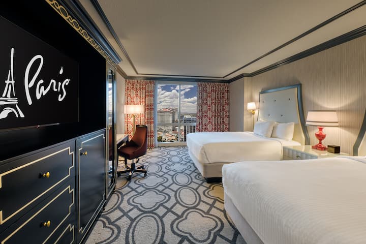 Guest room at the Paris Las Vegas in Las Vegas, Nevada