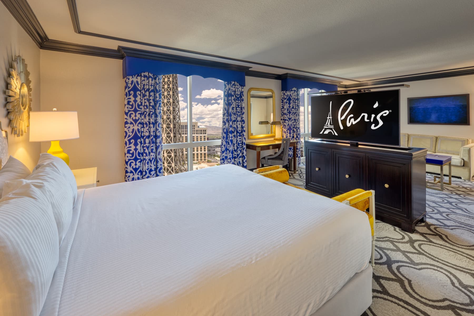 Guest room at the Paris Las Vegas in Las Vegas, Nevada