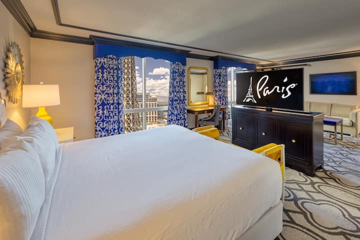 Guest room at the Paris Las Vegas in Las Vegas, Nevada