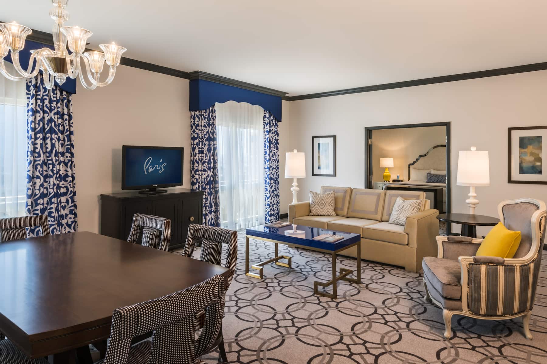 Guest room at the Paris Las Vegas in Las Vegas, Nevada