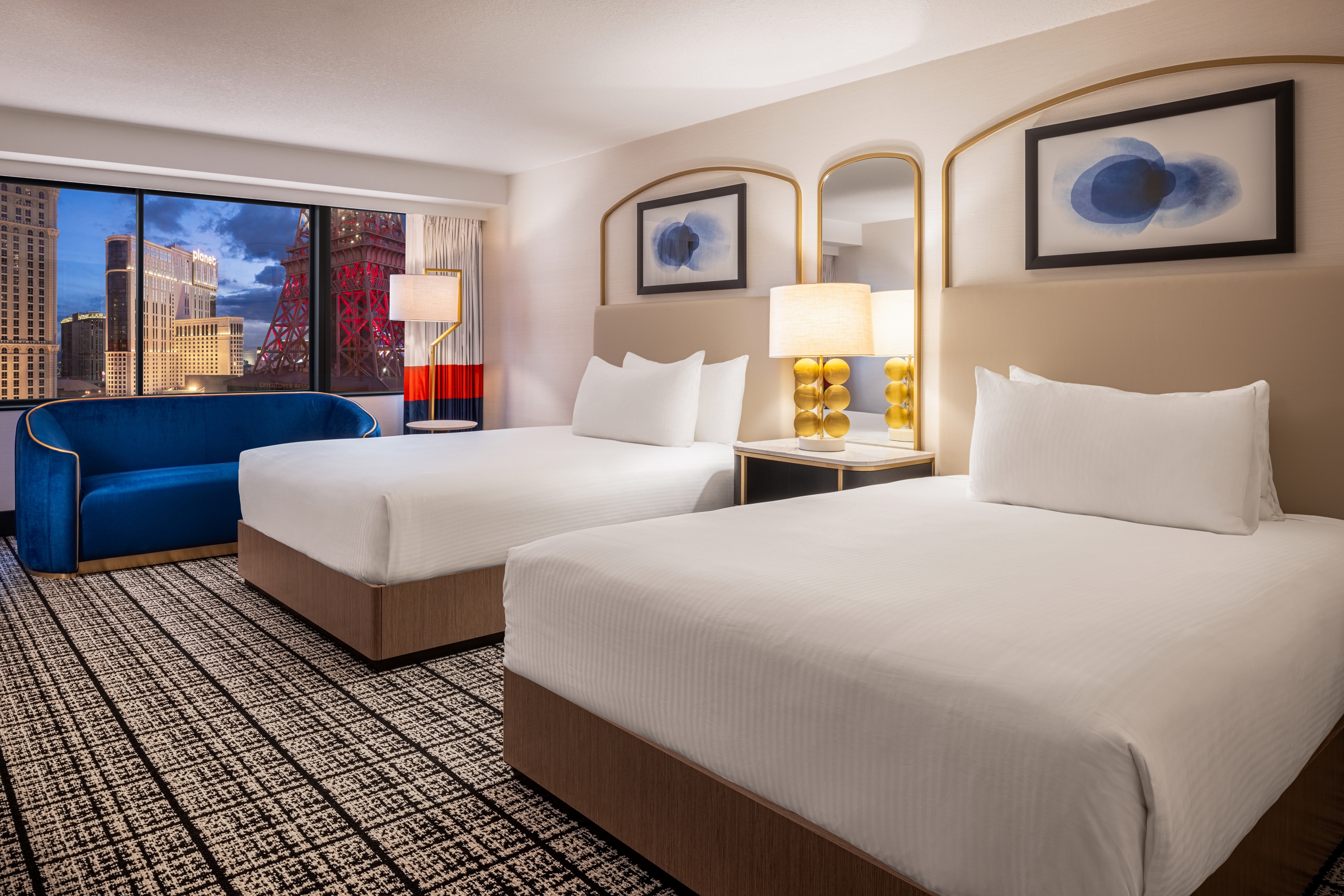 Guest room at the Paris Las Vegas in Las Vegas, Nevada