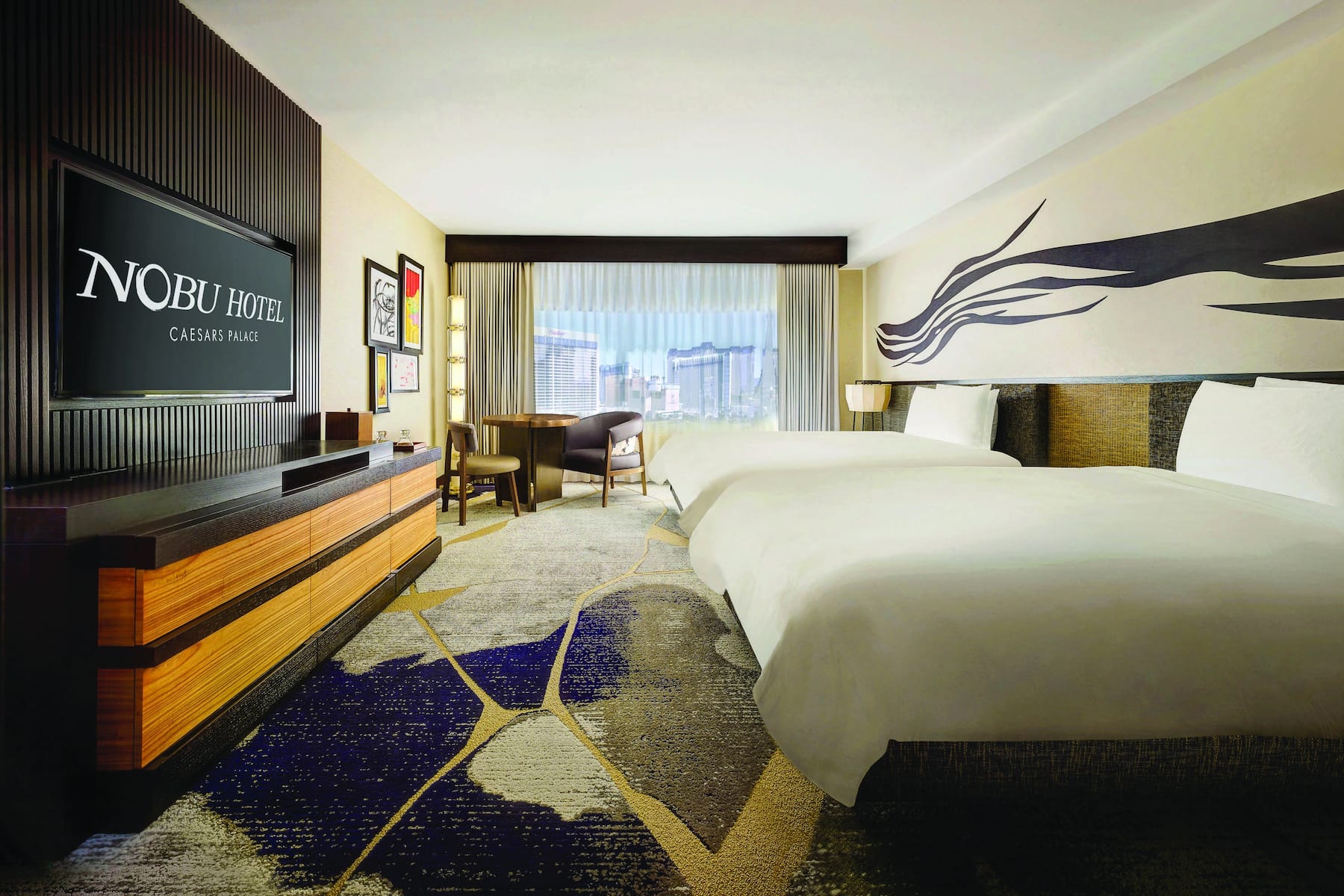 Guest room at the Nobu Hotel Caesars Palace in Las Vegas, Nevada