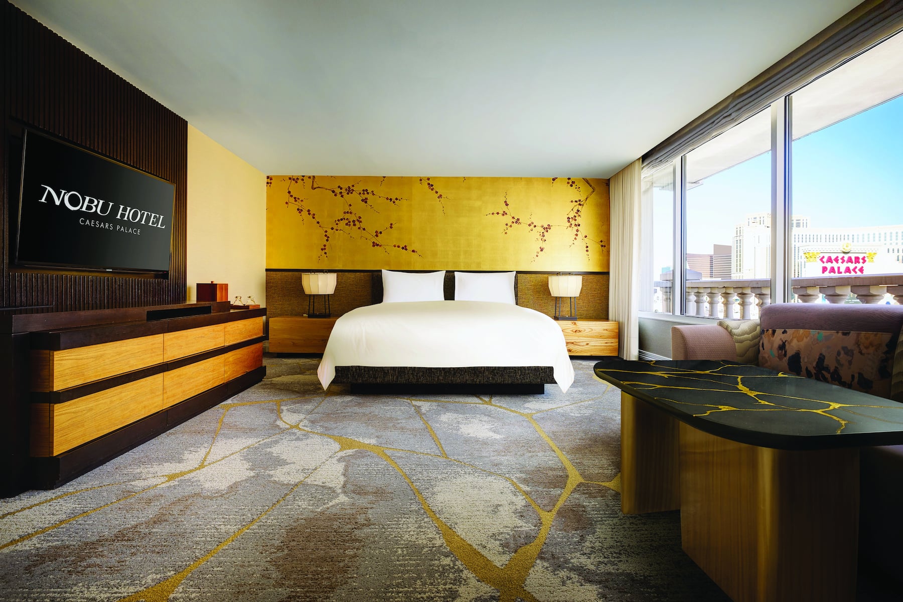 Guest room at the Nobu Hotel Caesars Palace in Las Vegas, Nevada