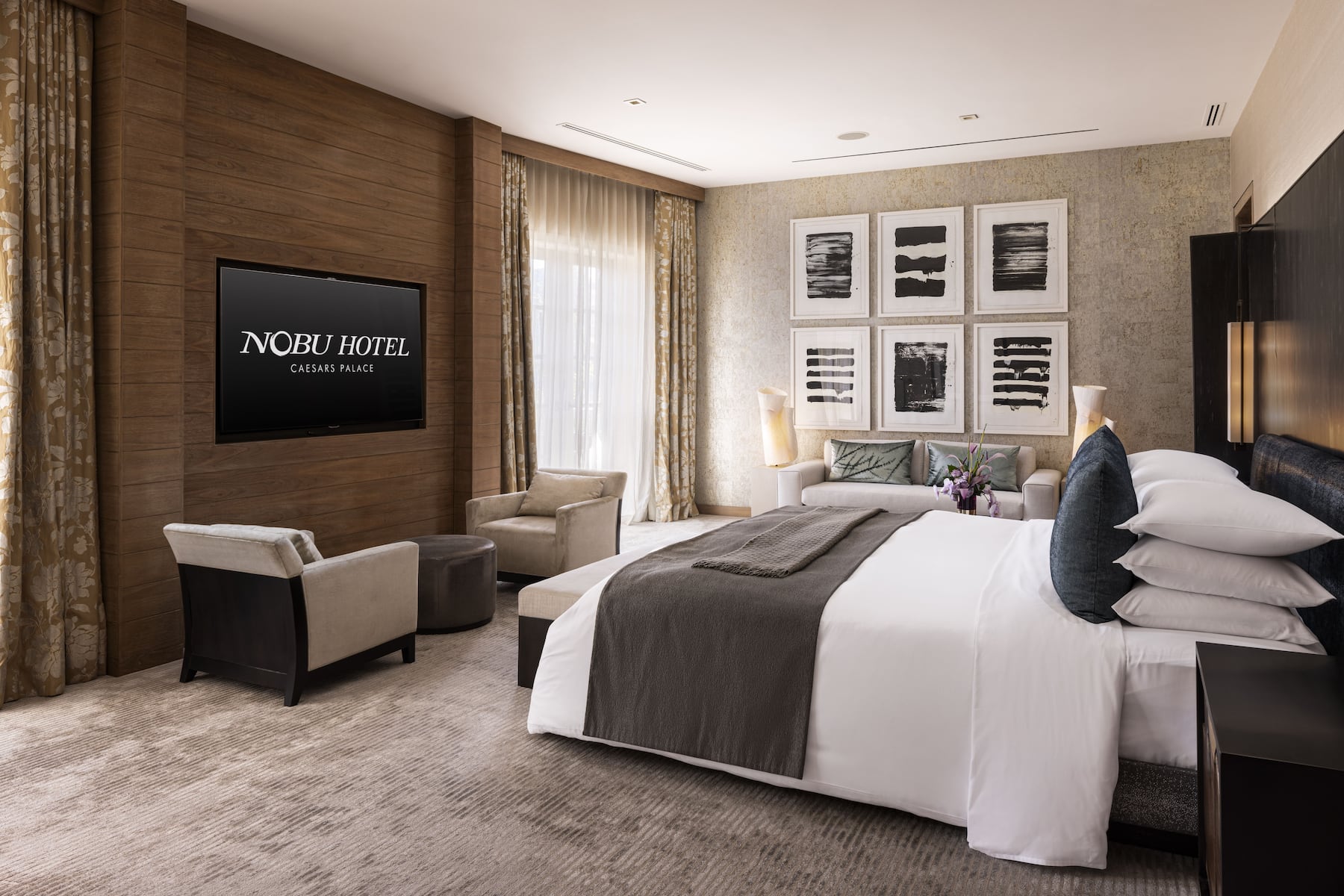 Guest room at the Nobu Hotel Caesars Palace in Las Vegas, Nevada
