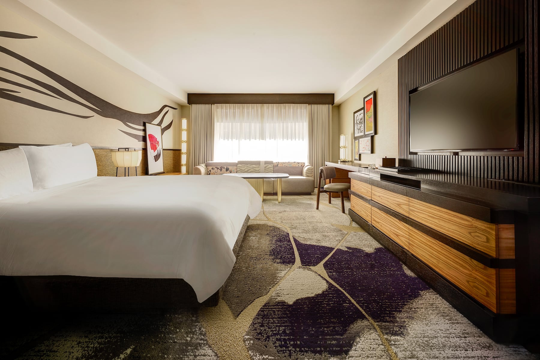 Guest room at the Nobu Hotel Caesars Palace in Las Vegas, Nevada