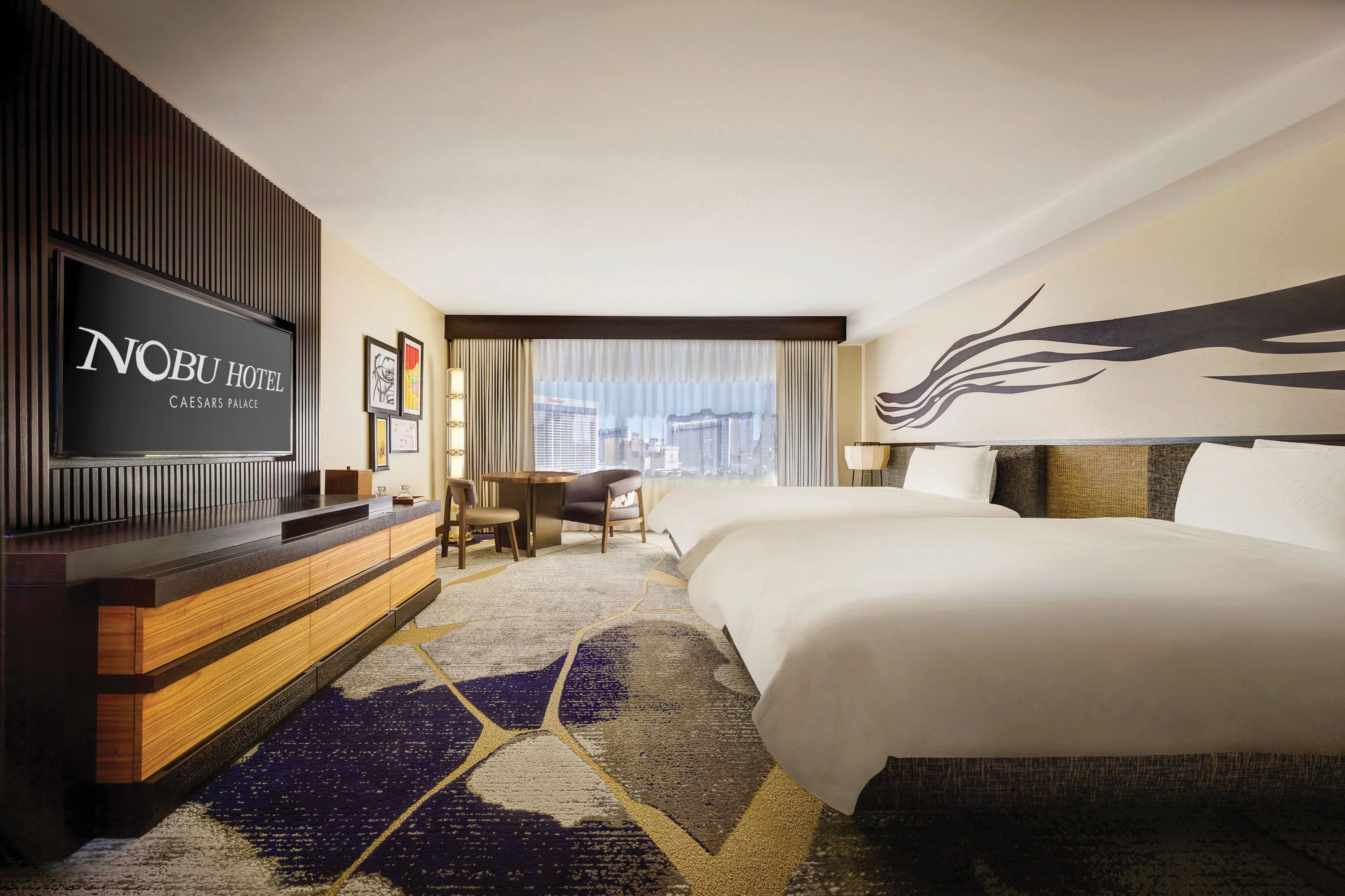 Guest room at the Nobu Hotel Caesars Palace in Las Vegas, Nevada