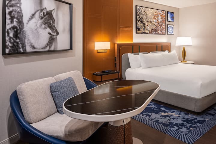Guest room at the Caesars Republic Lake Tahoe in Stateline, Nevada