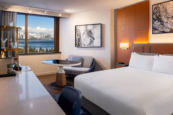 Guest room at the Caesars Republic Lake Tahoe in Stateline, Nevada