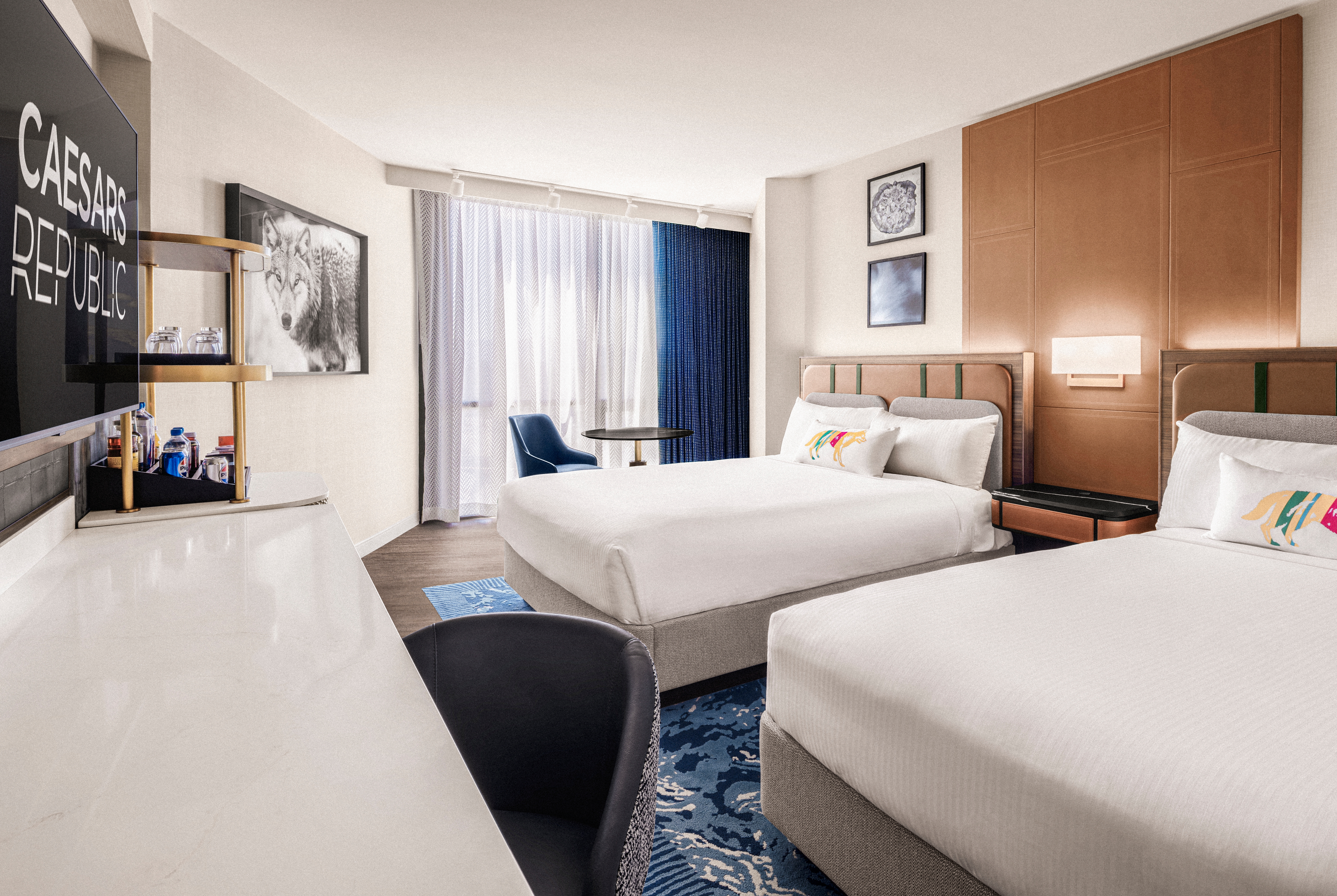 Guest room at the Caesars Republic Lake Tahoe in Stateline, Nevada