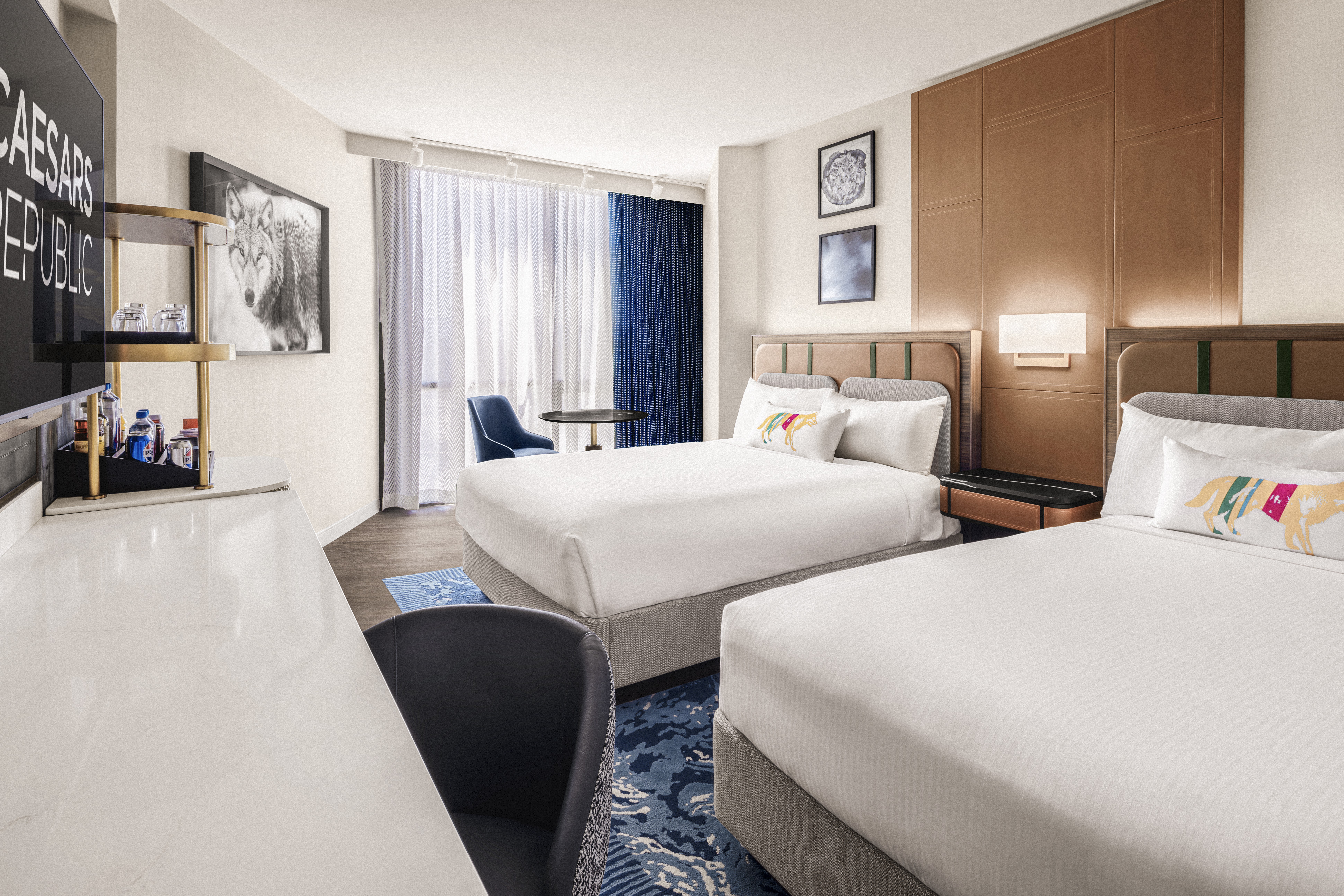 Guest room at the Caesars Republic Lake Tahoe in Stateline, Nevada