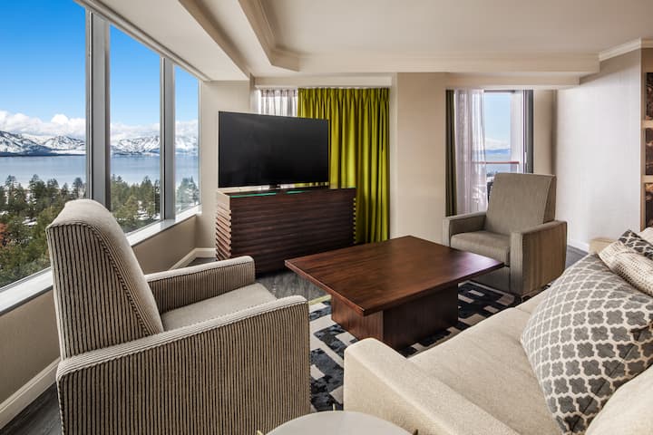 Guest room at the Caesars Republic Lake Tahoe in Stateline, Nevada