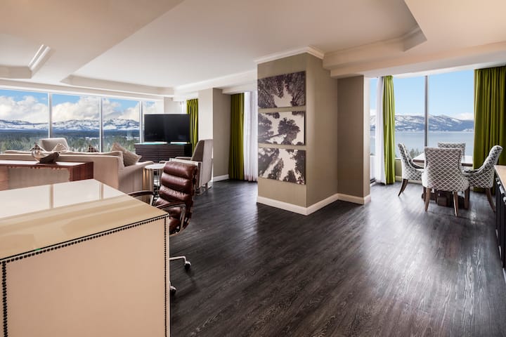 Guest room at the Caesars Republic Lake Tahoe in Stateline, Nevada