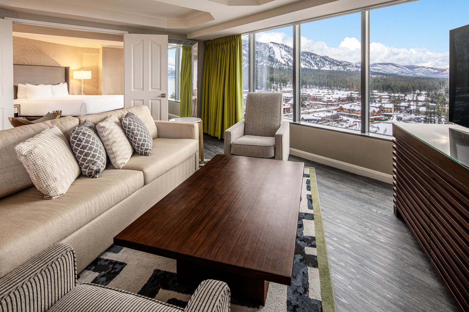Guest room at the Caesars Republic Lake Tahoe in Stateline, Nevada