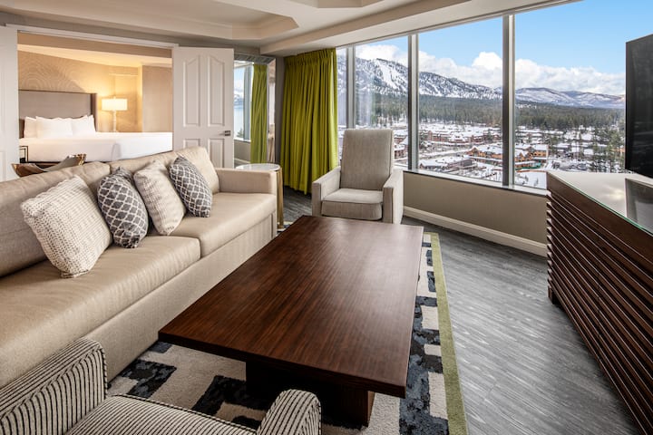 Guest room at the Caesars Republic Lake Tahoe in Stateline, Nevada