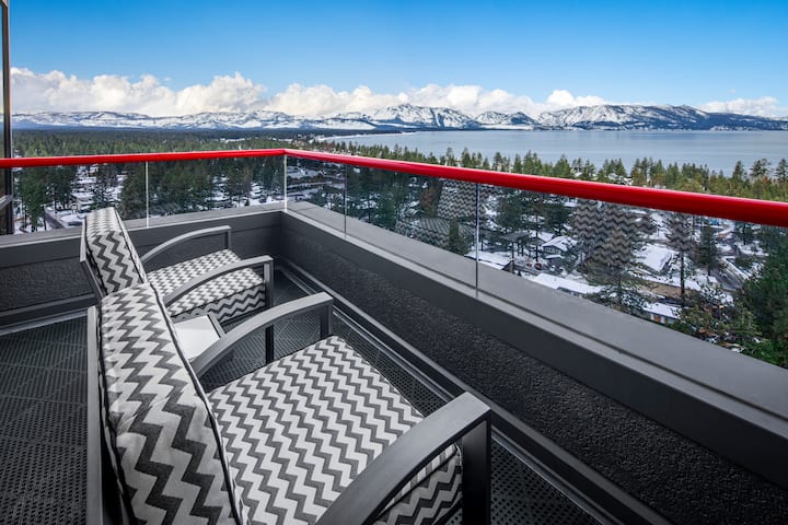 Guest room at the Caesars Republic Lake Tahoe in Stateline, Nevada