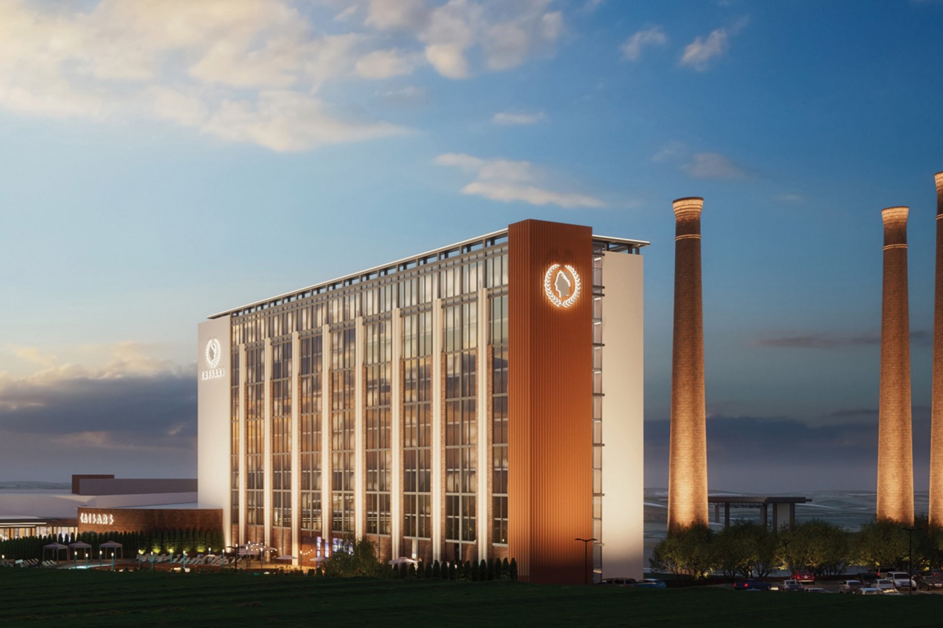 Exterior of Caesars Virginia hotel in Danville, Virginia